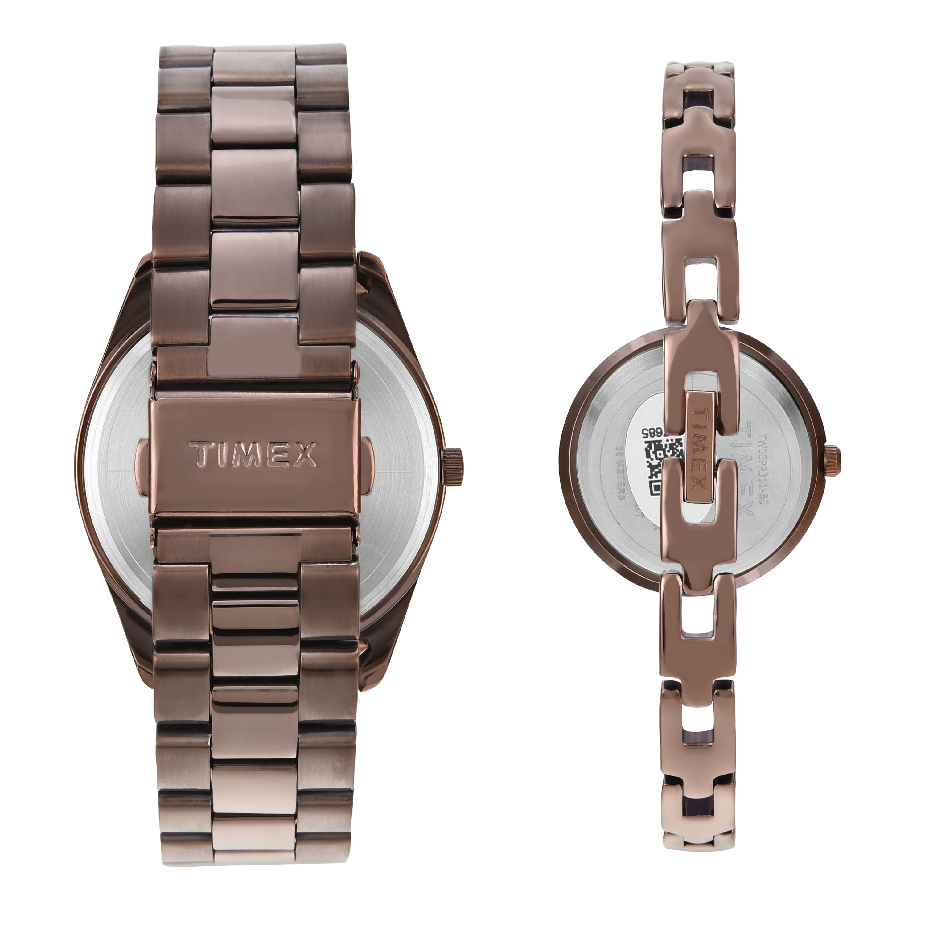 Timex Trendline Round 21mm Brown Dial Analog Pair Watch - TW00PR311 Watch Timex