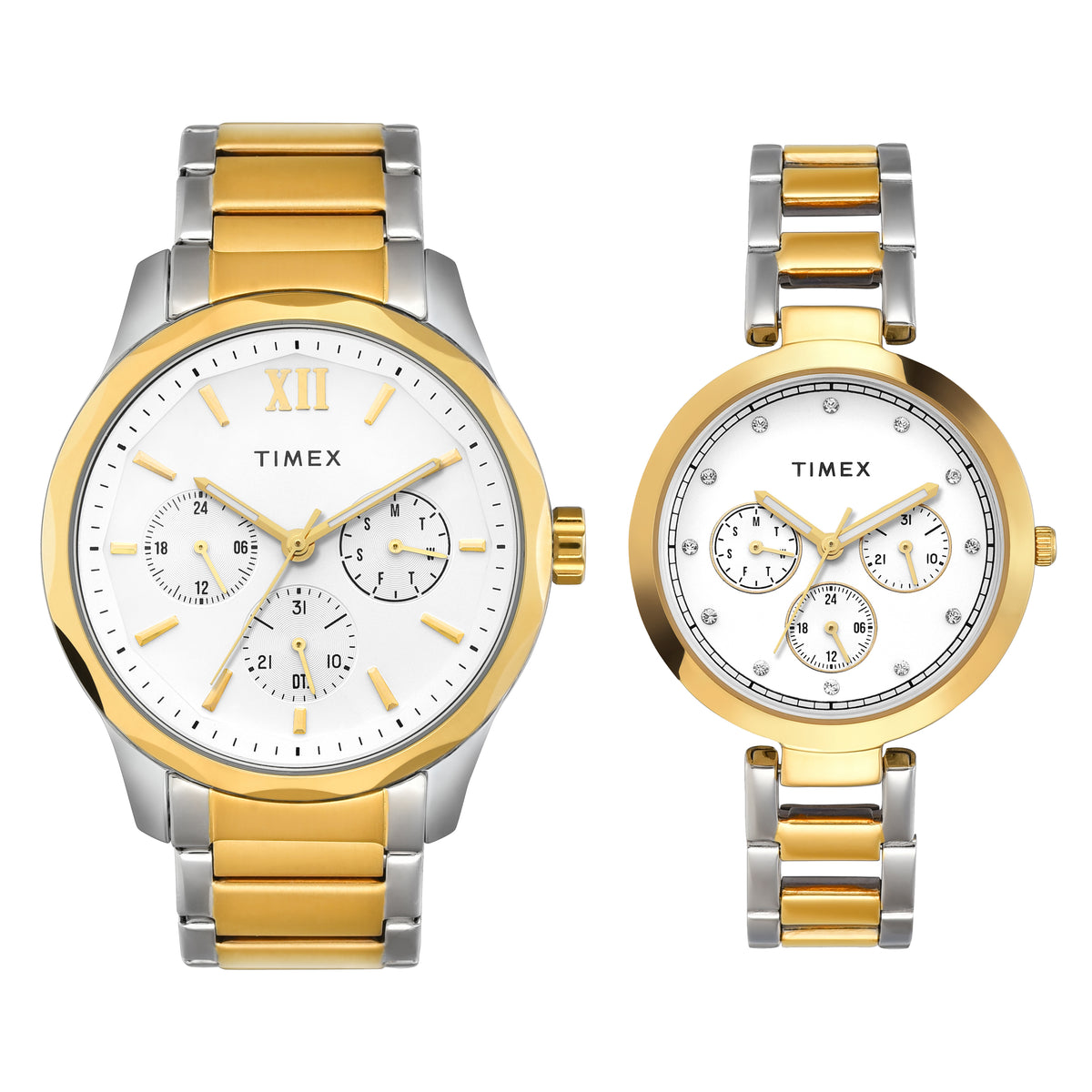 Timex Round 21mm White Dial Analog Pair Watch - TW00PR312 Watch Timex