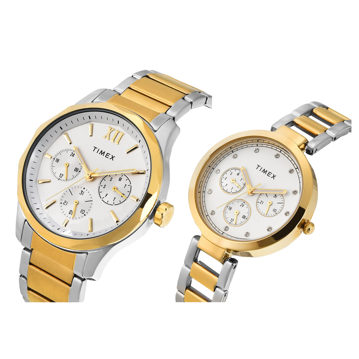 Timex Round 21mm White Dial Analog Pair Watch - TW00PR312 Watch Timex