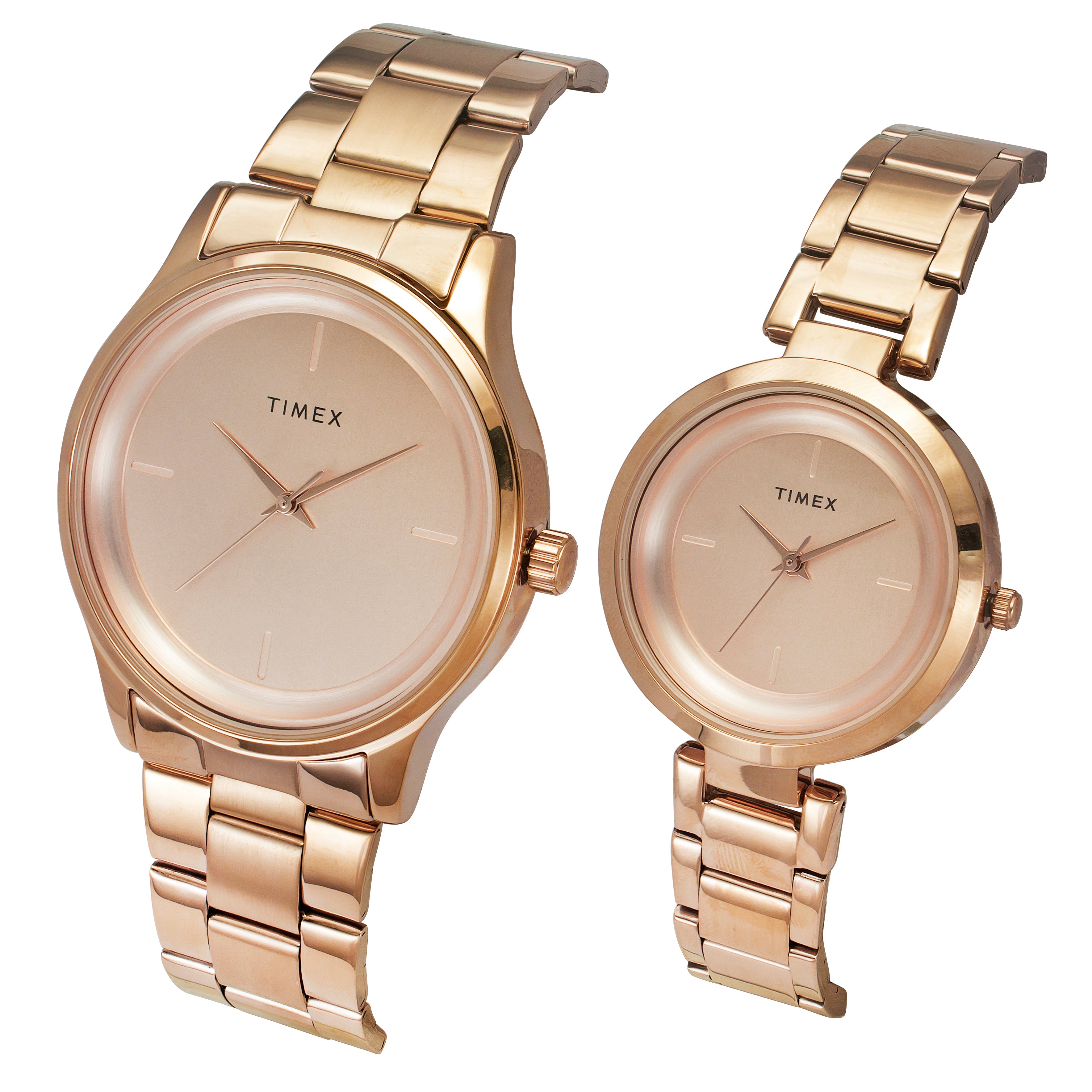 Timex Rose Gold Round Dial Quartz Analog Pair Watch