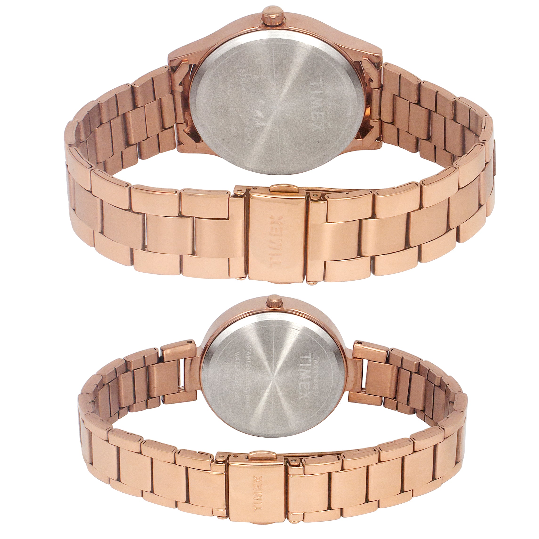Timex Rose Gold Round Dial Quartz Analog Pair Watch
