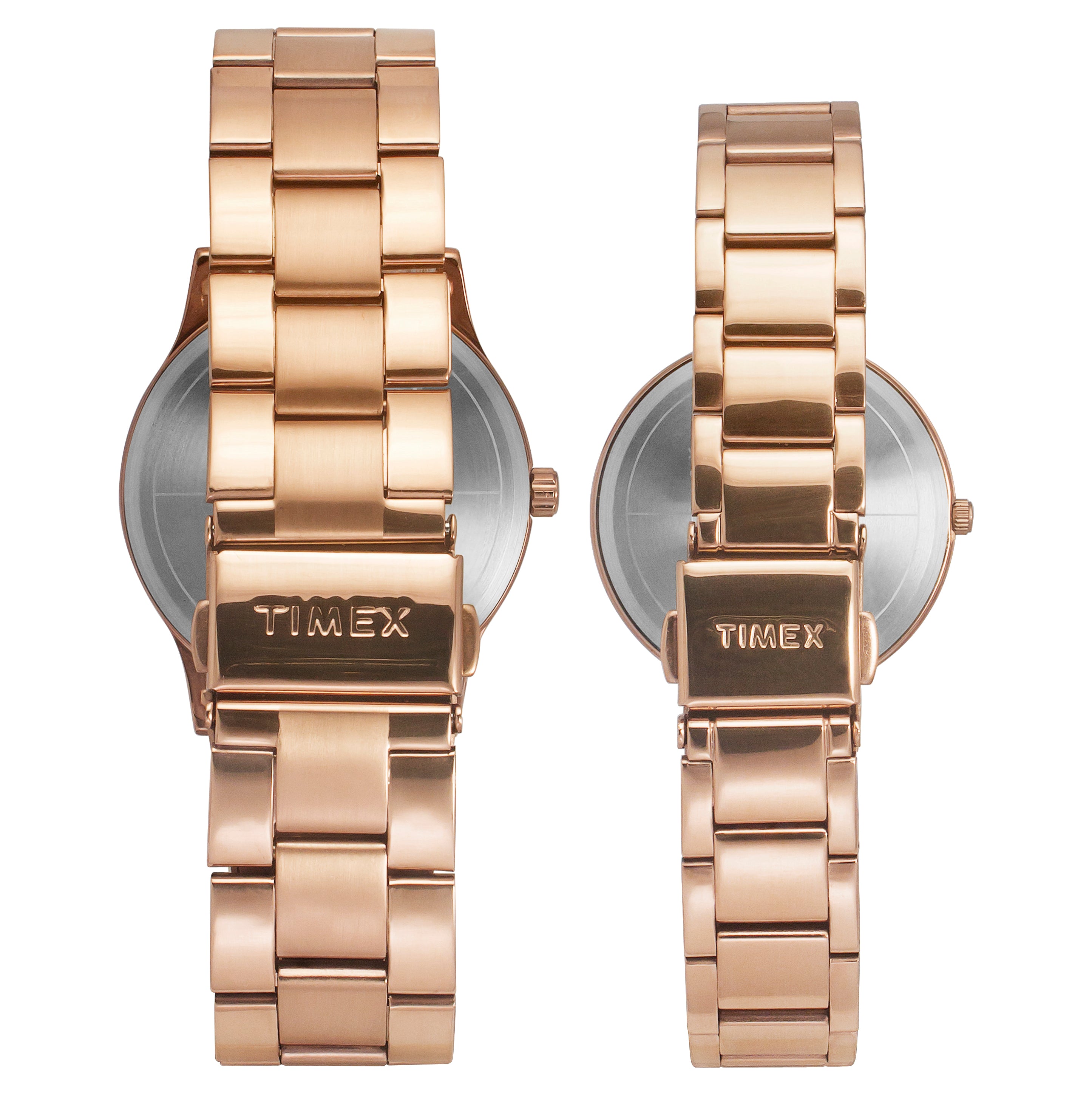 Timex Rose Gold Round Dial Quartz Analog Pair Watch