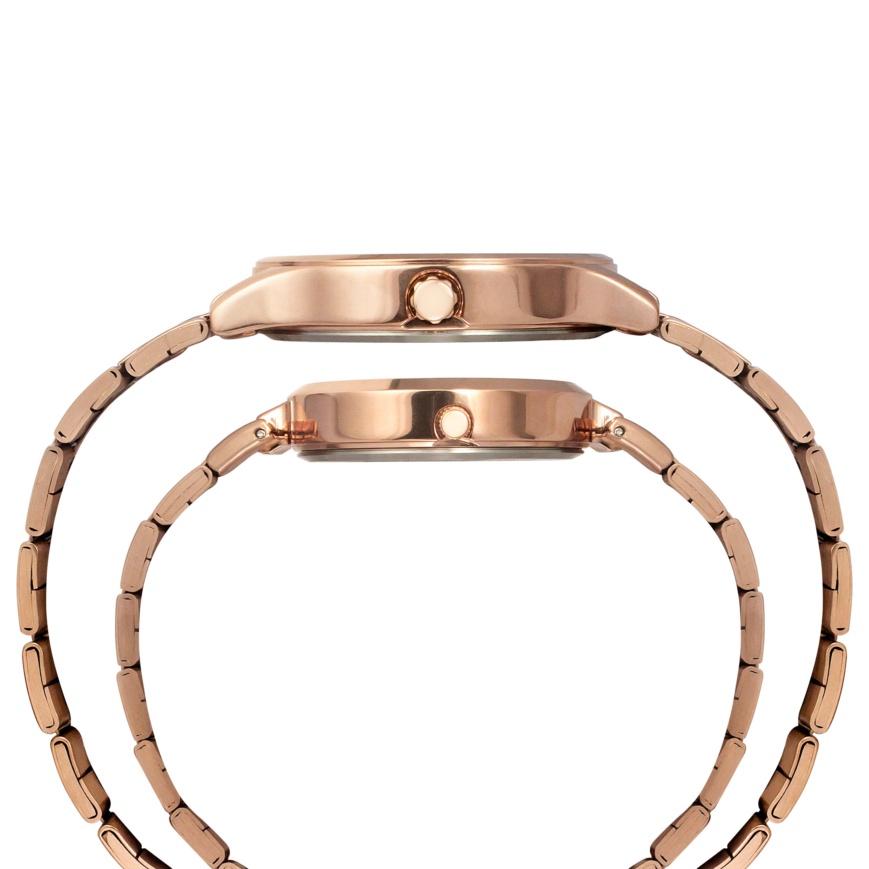 Timex Rose Gold Round Dial Quartz Analog Pair Watch