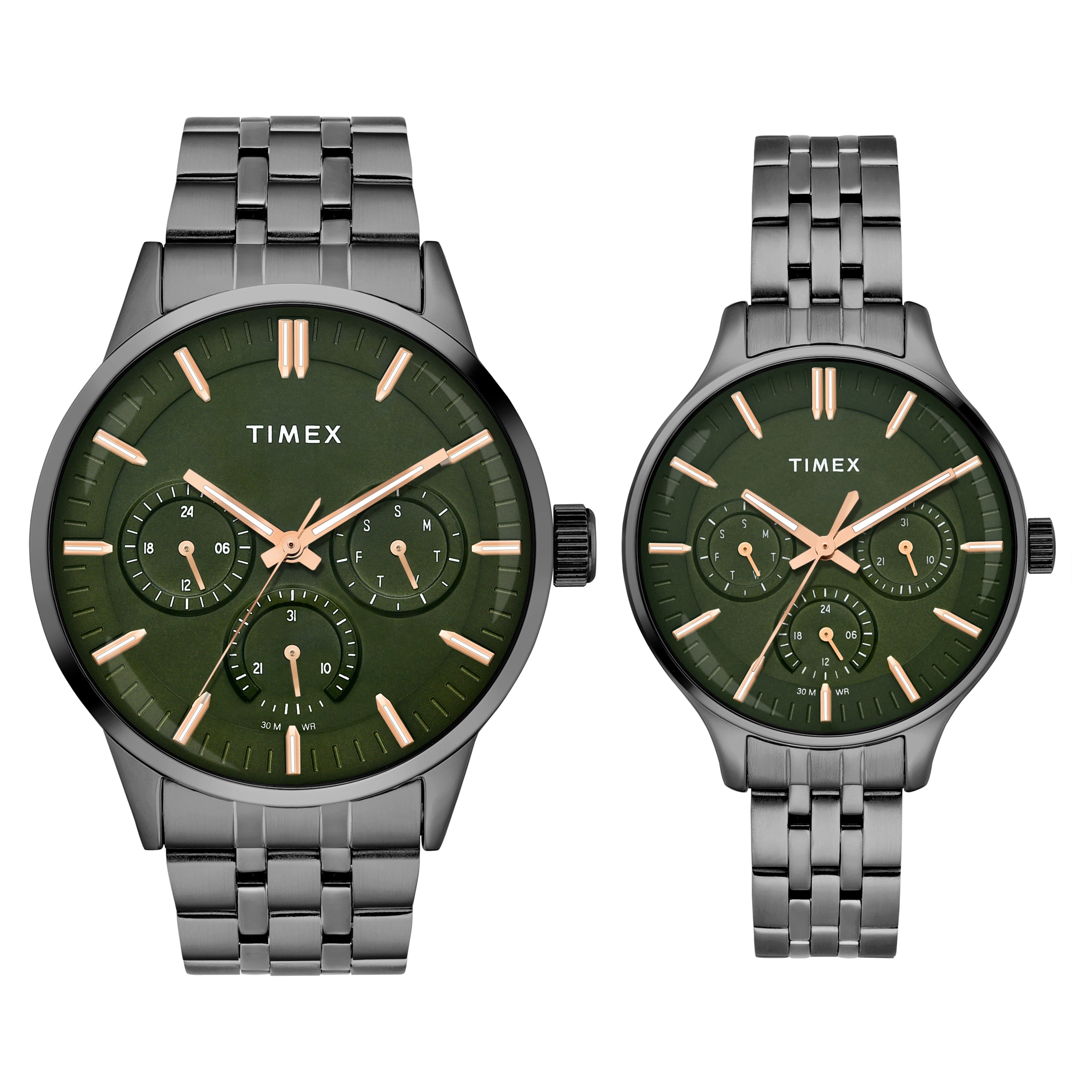 Timex Green Round Dial Quartz Analog Pairs Watch