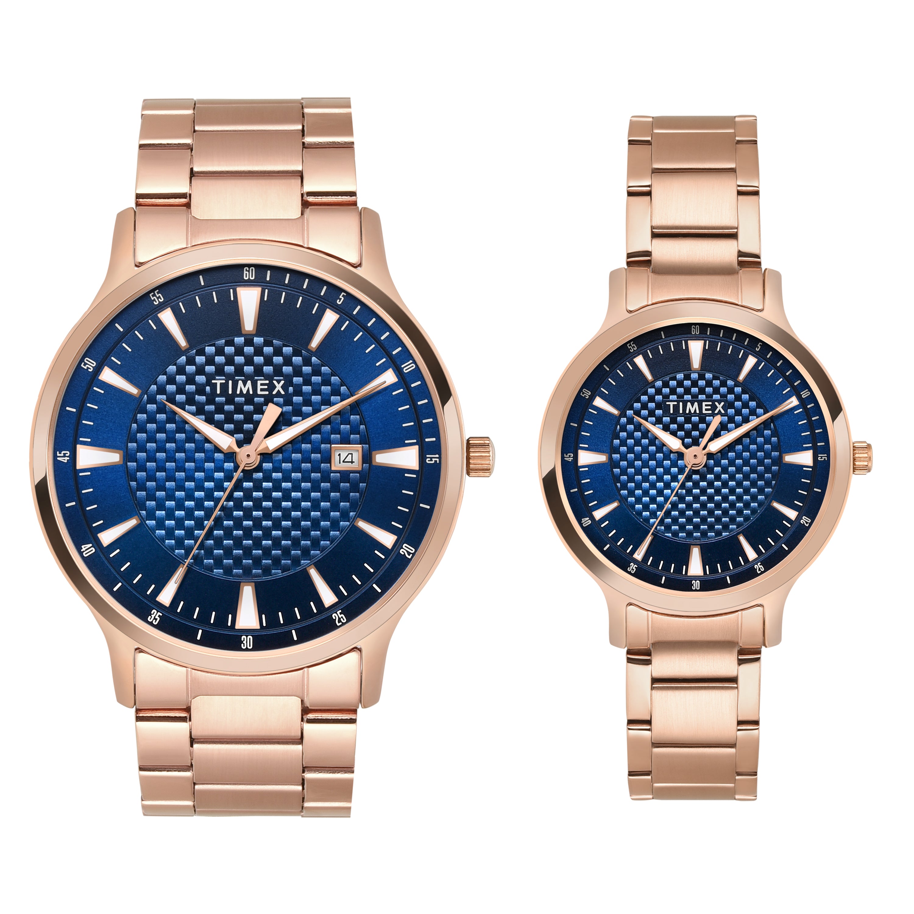 Timex Trendline Round 21mm Blue Dial Analog Pair Watch - TW00PR322 Watch Timex