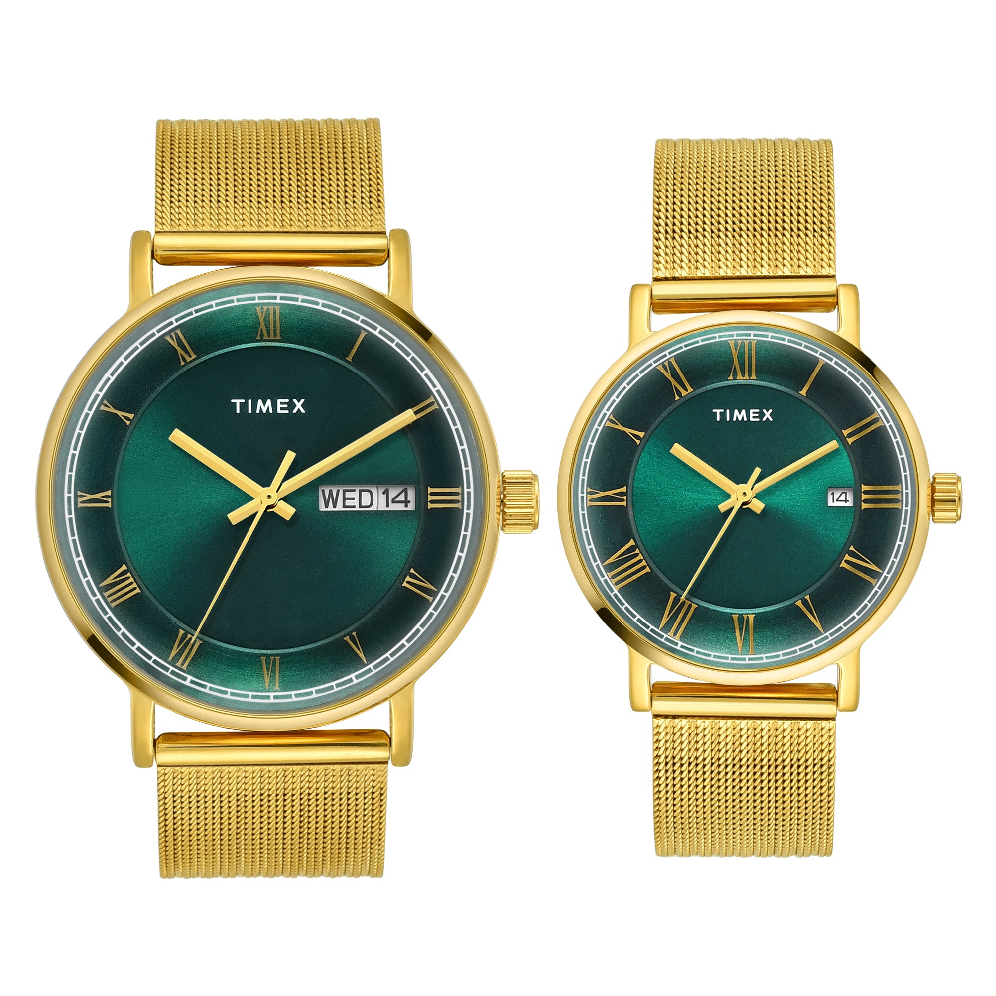 Timex Trendline Round 43mm Green Dial Analog Pair Watch - TW00PR342