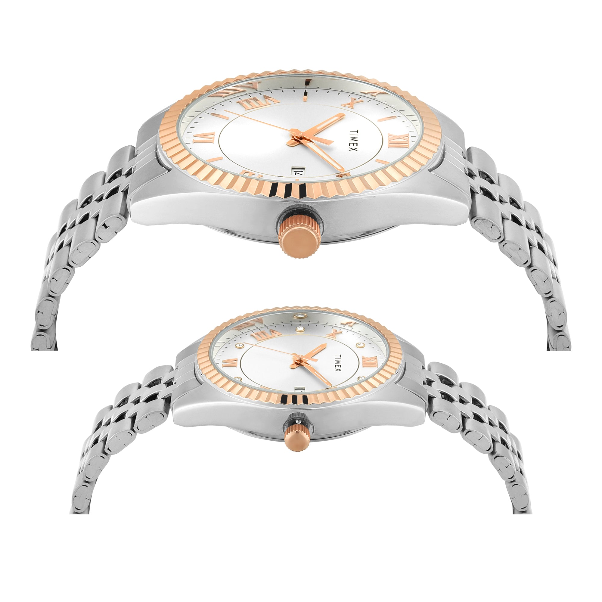 TIMEX Trendline Silver Round Dial Analog Pair's Watch - TW00PR343