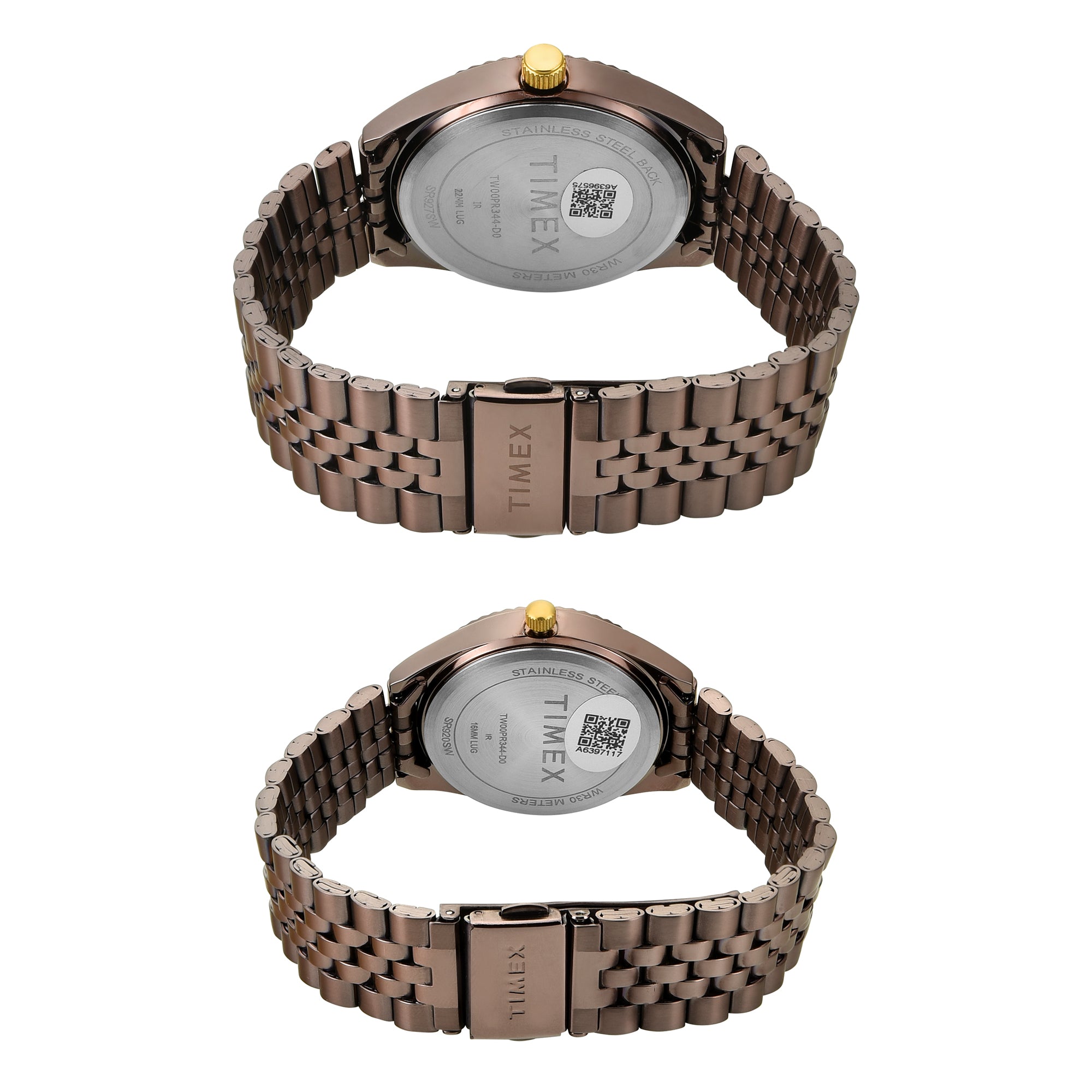 TIMEX Trendline Brown Round Dial Analog Pair's Watch - TW00PR344