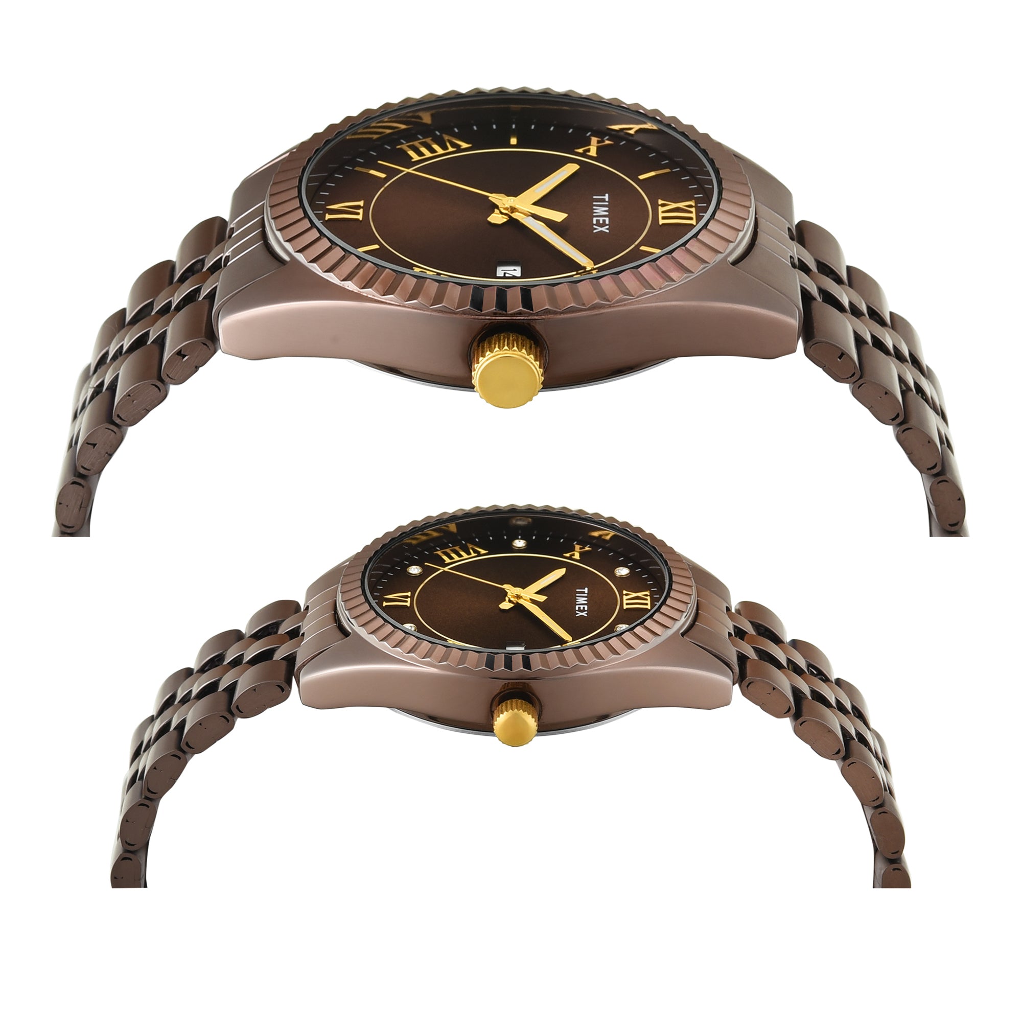 TIMEX Trendline Brown Round Dial Analog Pair's Watch - TW00PR344
