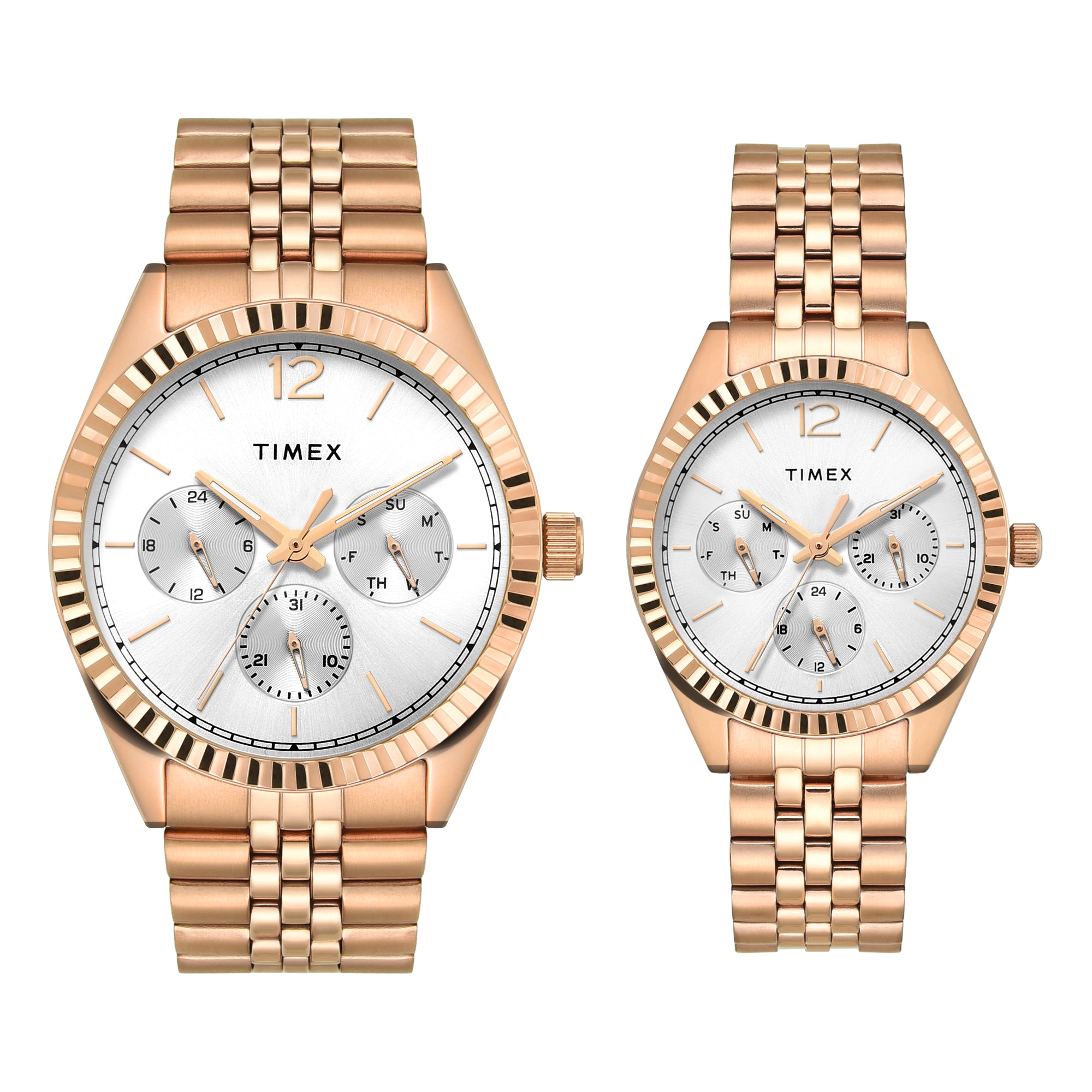 TIMEX Trendline Silver Round Dial Analog Pair's Watch - TW00PR346