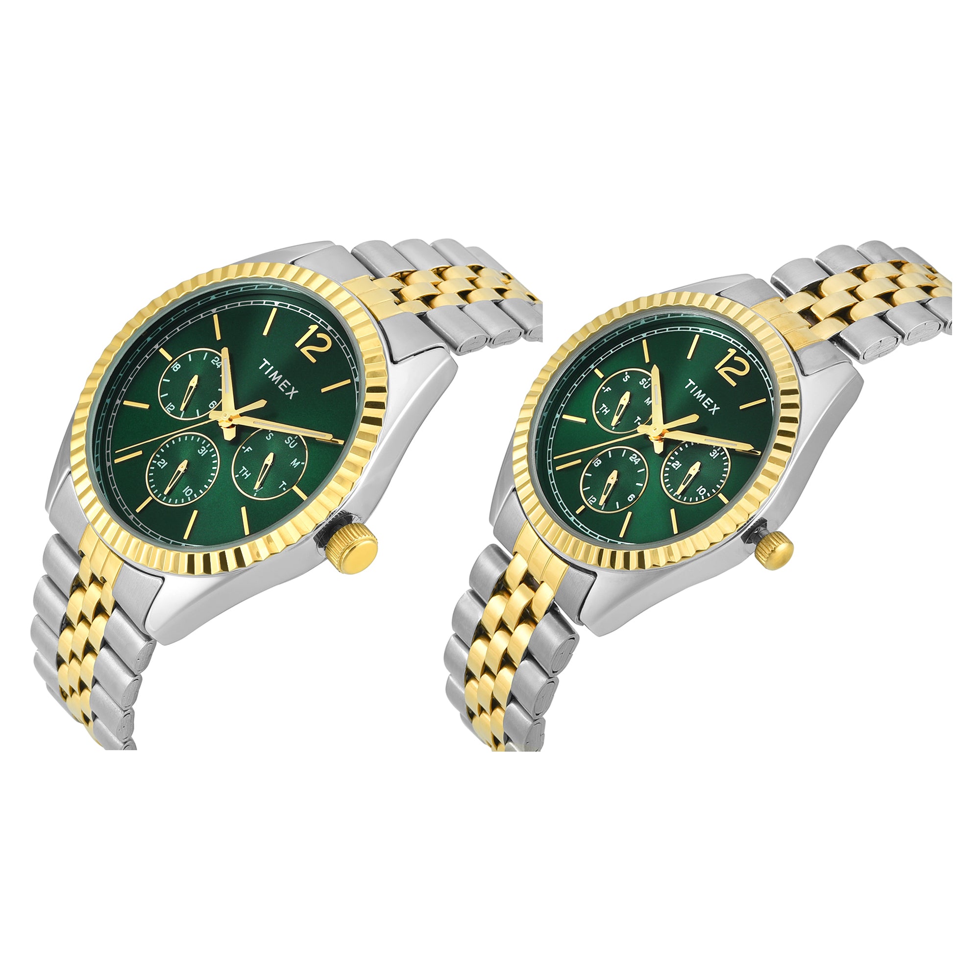 TIMEX Trendline Green Round Dial Analog Pair's Watch - TW00PR347