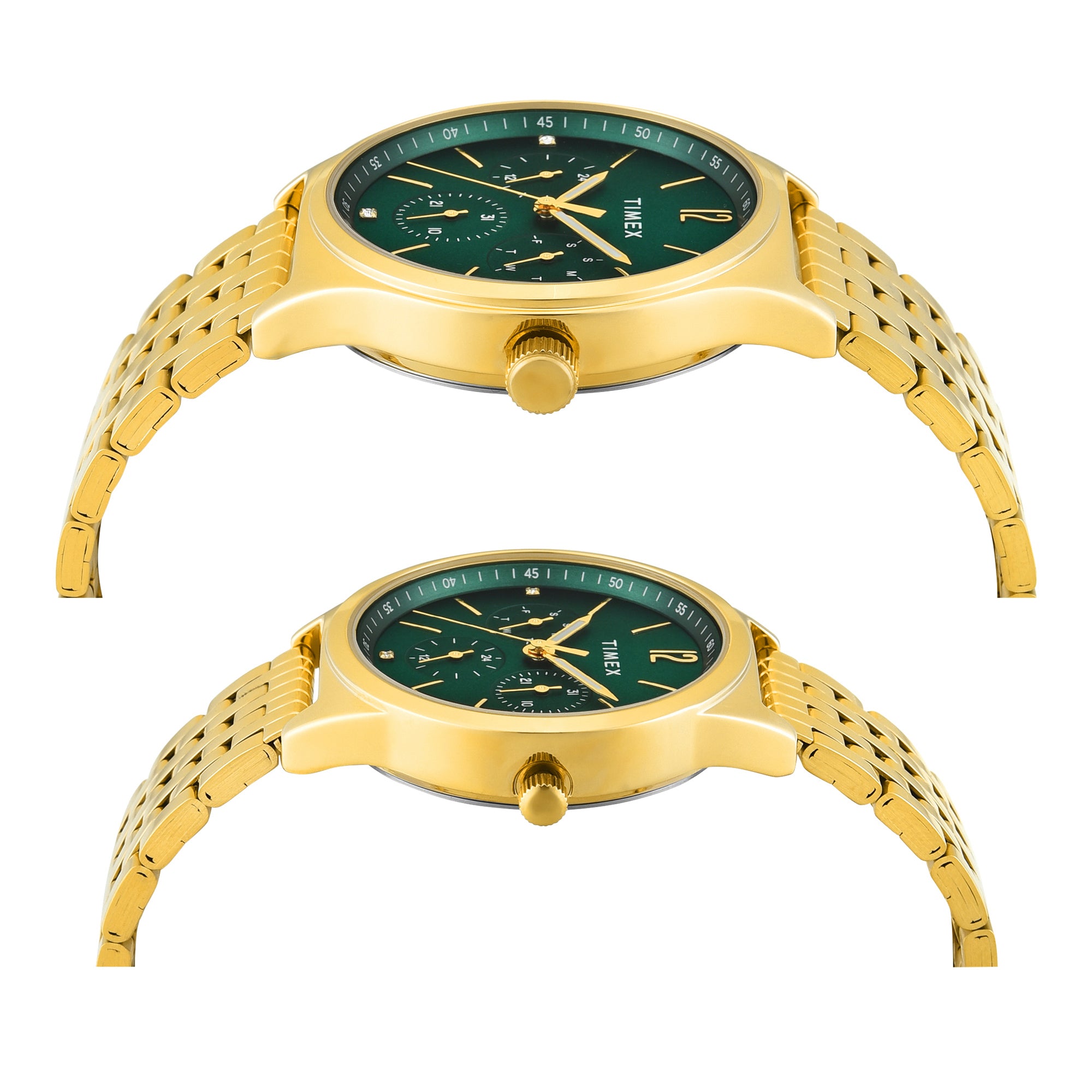 TIMEX Trendline Green Round Dial Analog Pair's Watch - TW00PR348