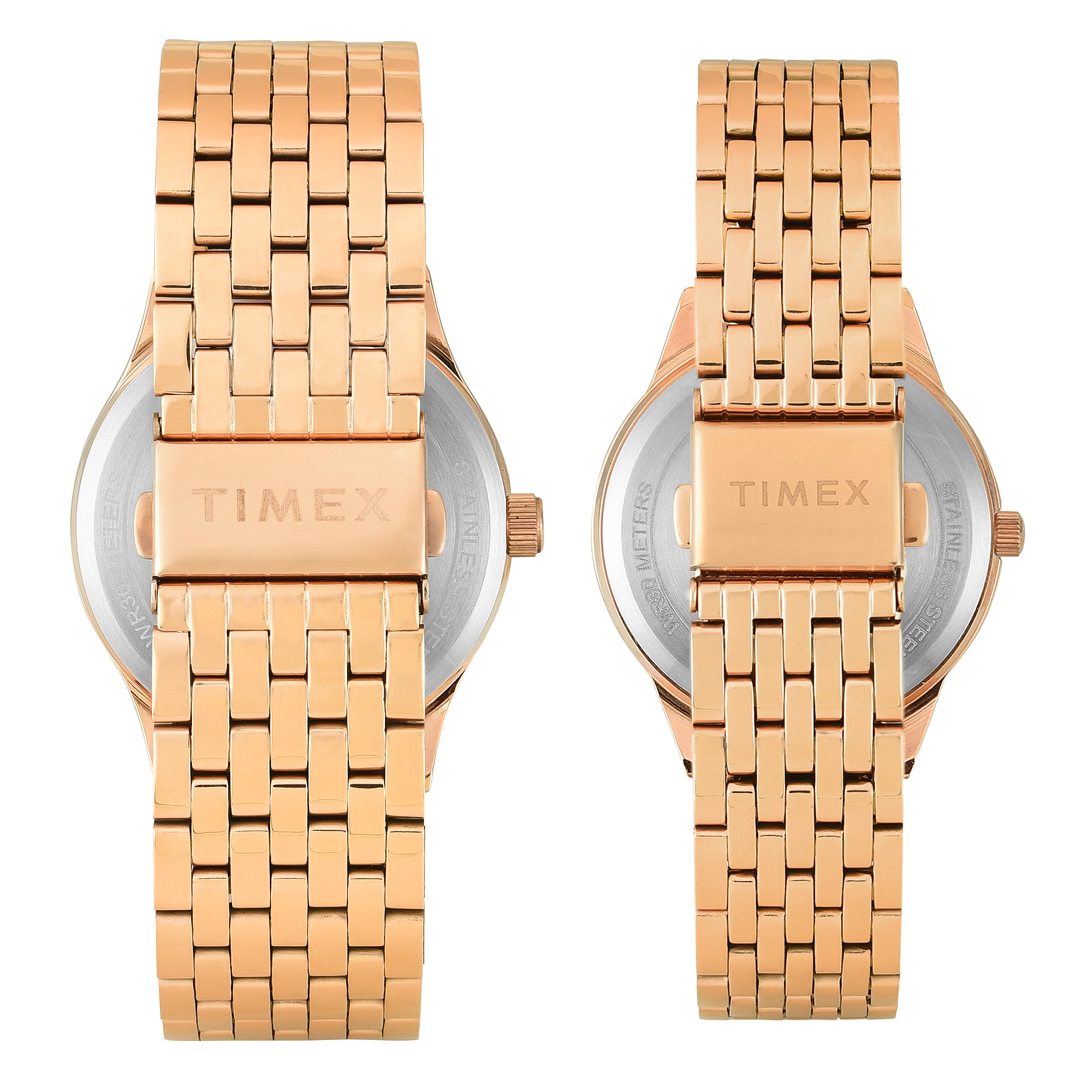 TIMEX Trendline Brown Round Dial Analog Pair's Watch - TW00PR349