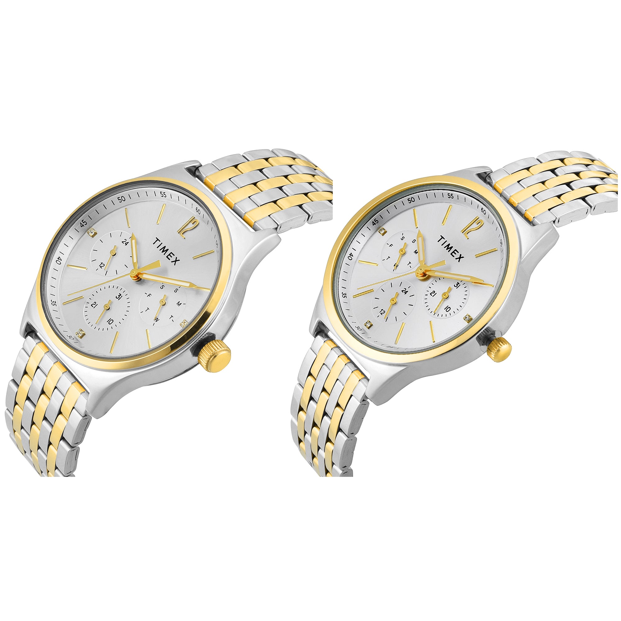 TIMEX Trendline Silver Round Dial Analog Pair's Watch - TW00PR350