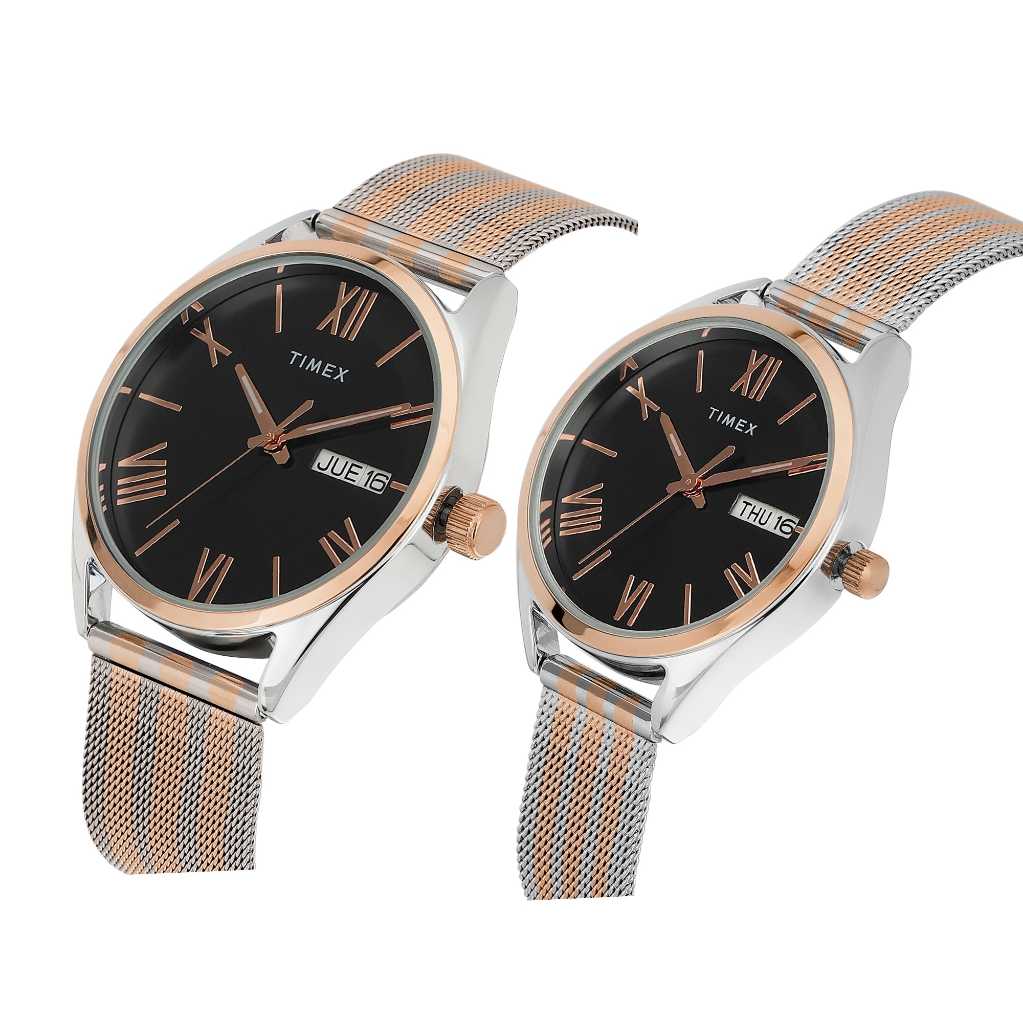 TIMEX Trendline Black Round Dial Analog Pair's Watch - TW00PR351