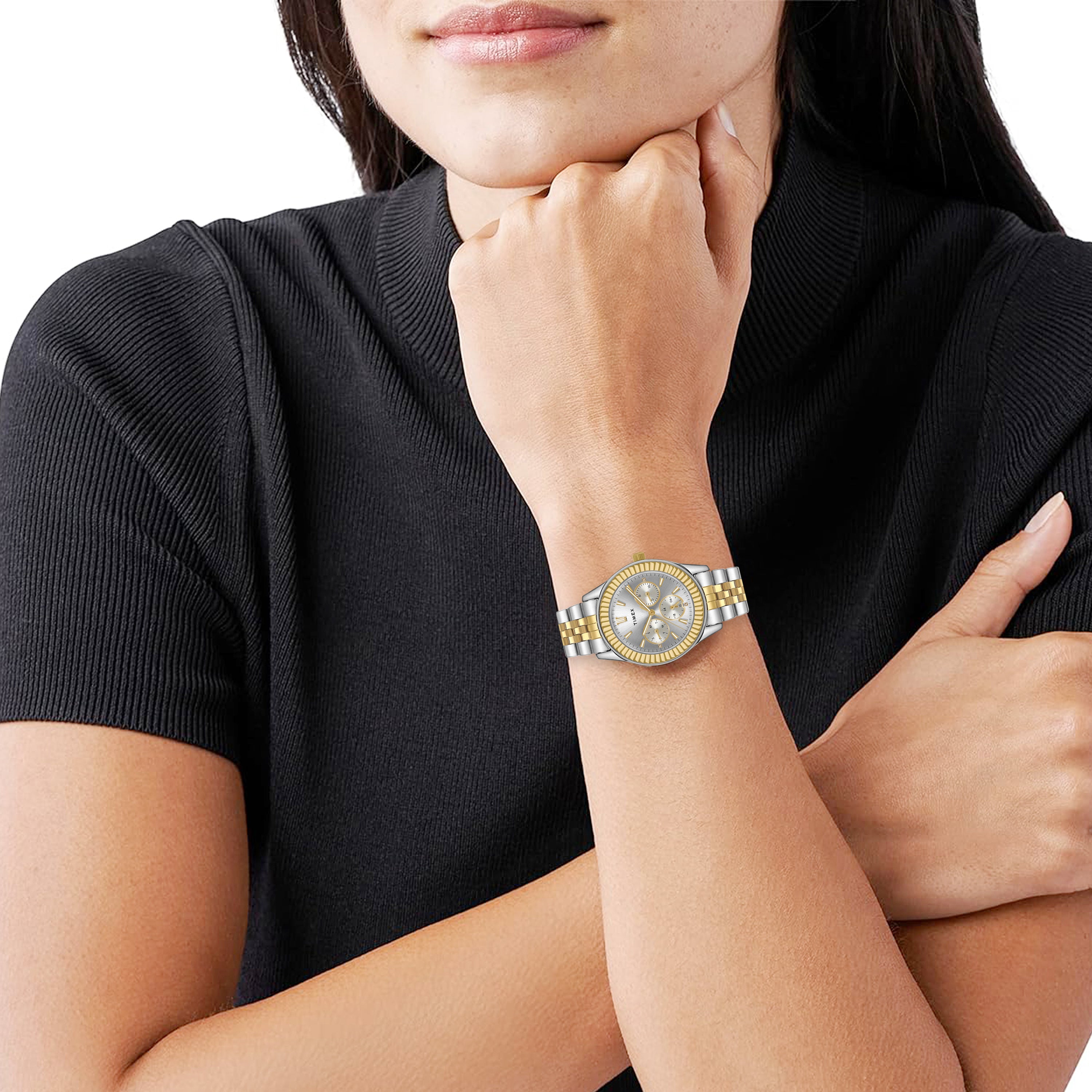 Timex Silver Round Dial Quartz Analog Unisex Watch