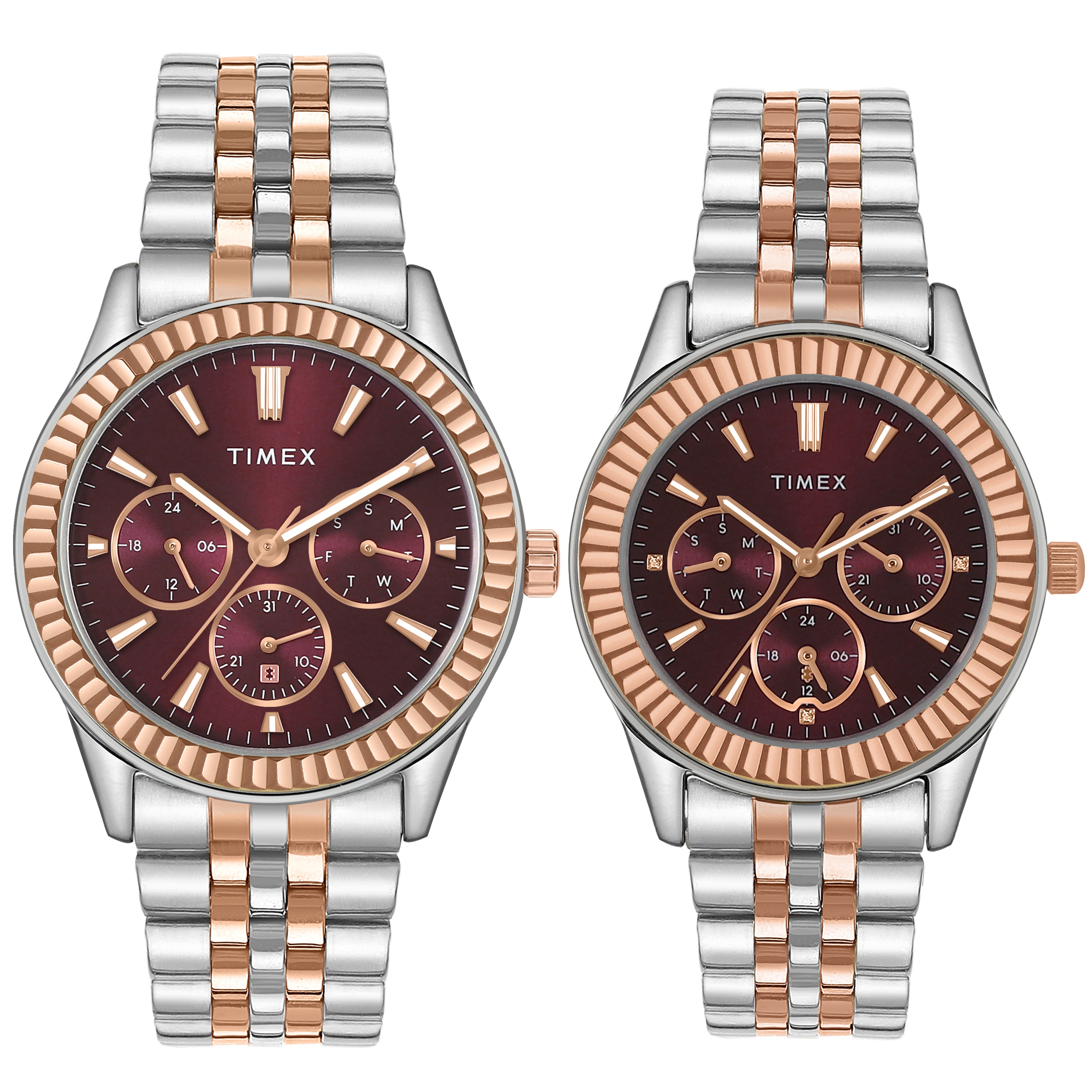 Timex TW0PRE003 Burgundy Unisex 42 mm Round Watch
