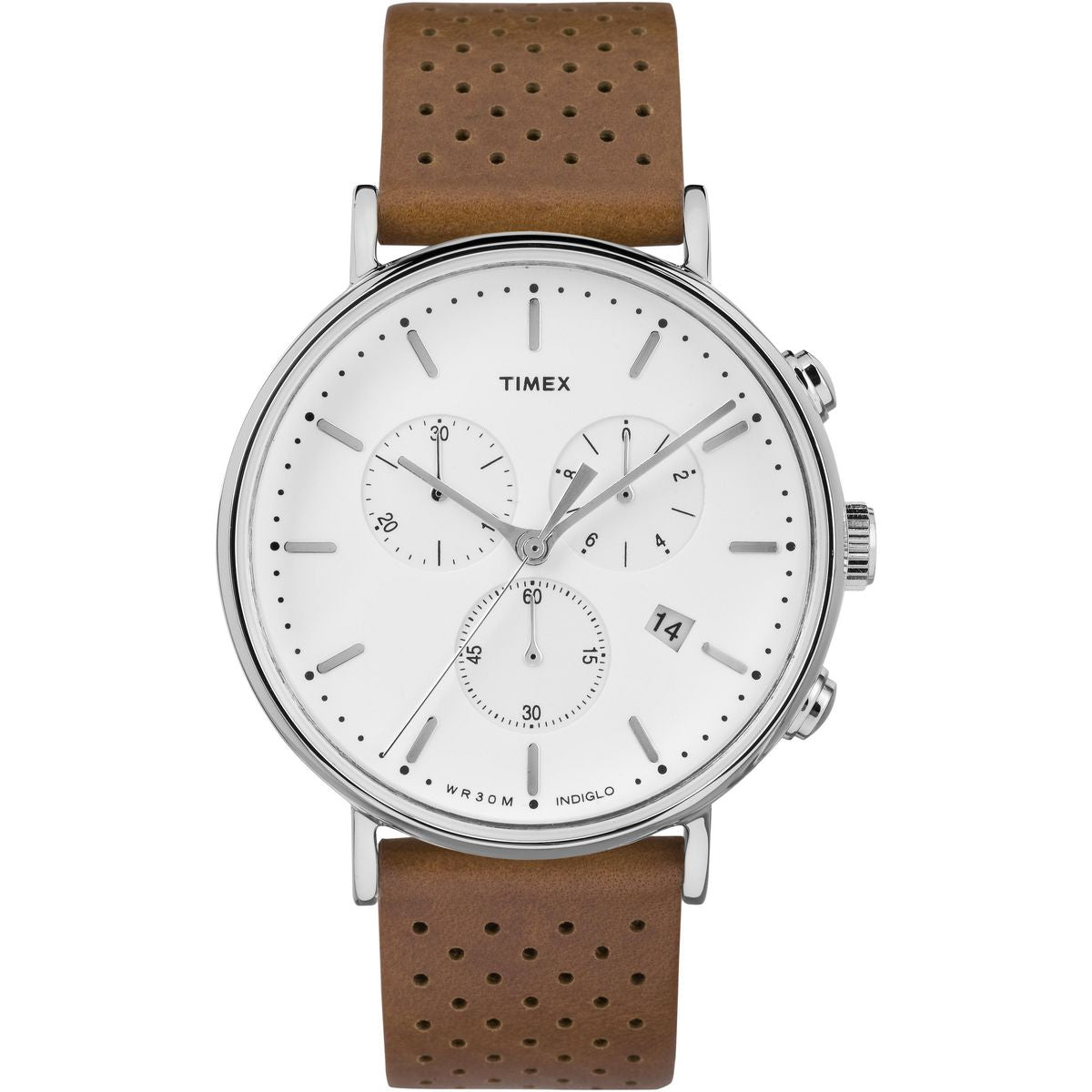 Timex Trend Leather Silver Round Dial Quartz Analog Men Watch