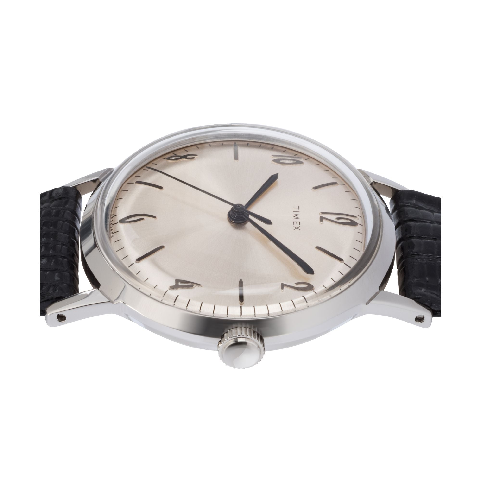 Timex Marlin Leather Silver Round Dial Mechanical Handwind