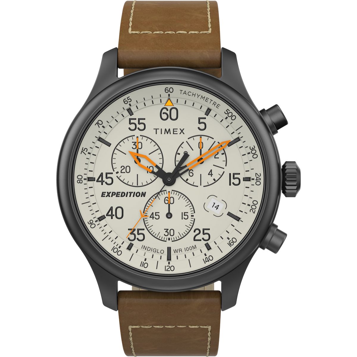 Timex Expedition Leather Cream Round Dial Quartz Analog Men Watch