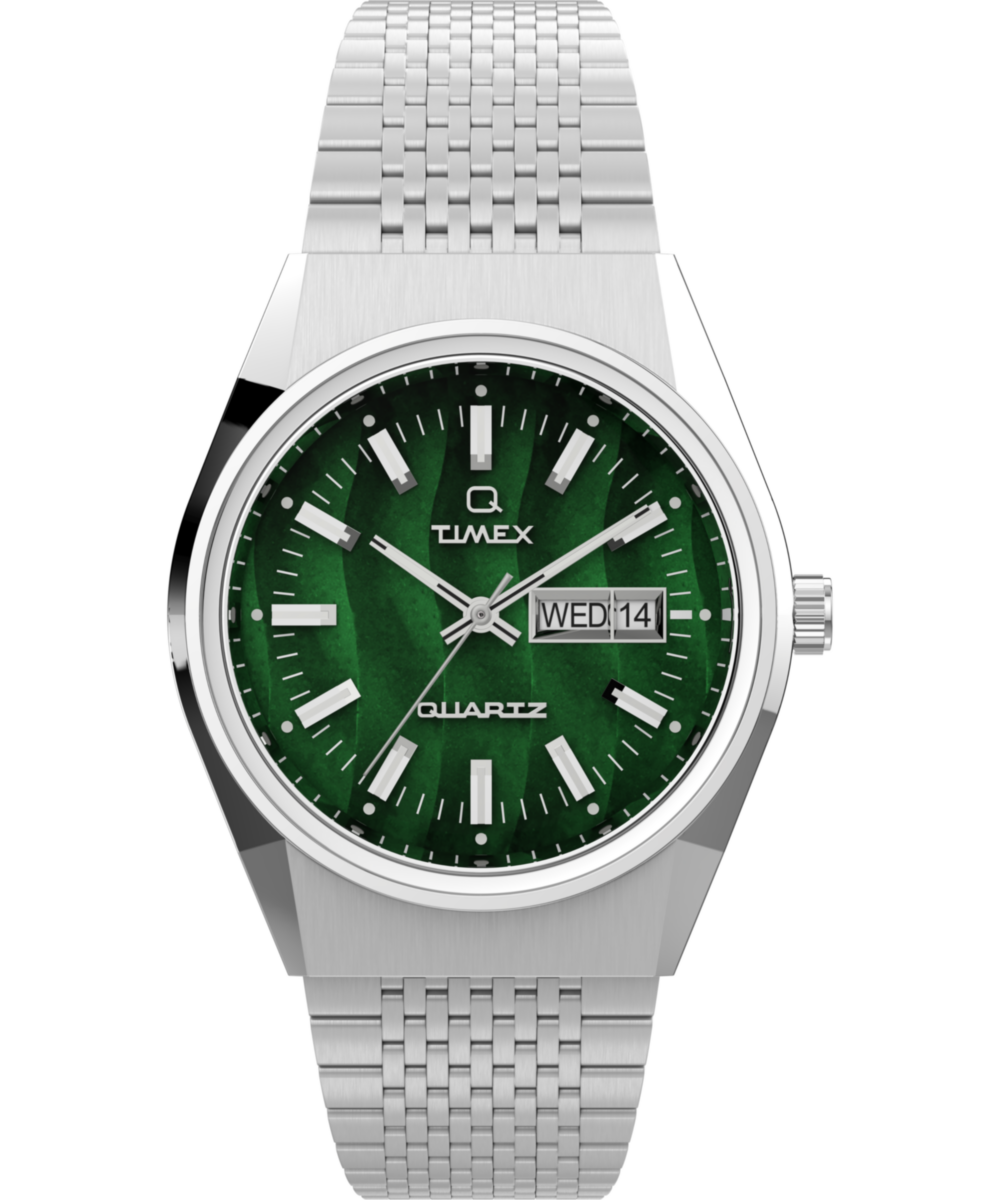 Timex Q Round 21mm Green Dial Analog Men Watch - TW2U95400U9