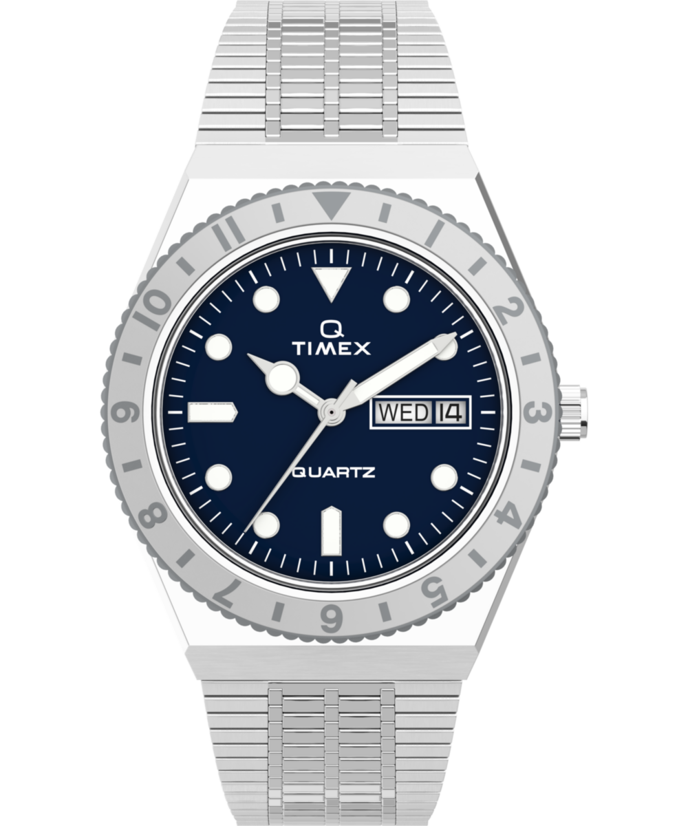 Q Timex Stainless Steel Round Dial Quartz Analog Women Watch