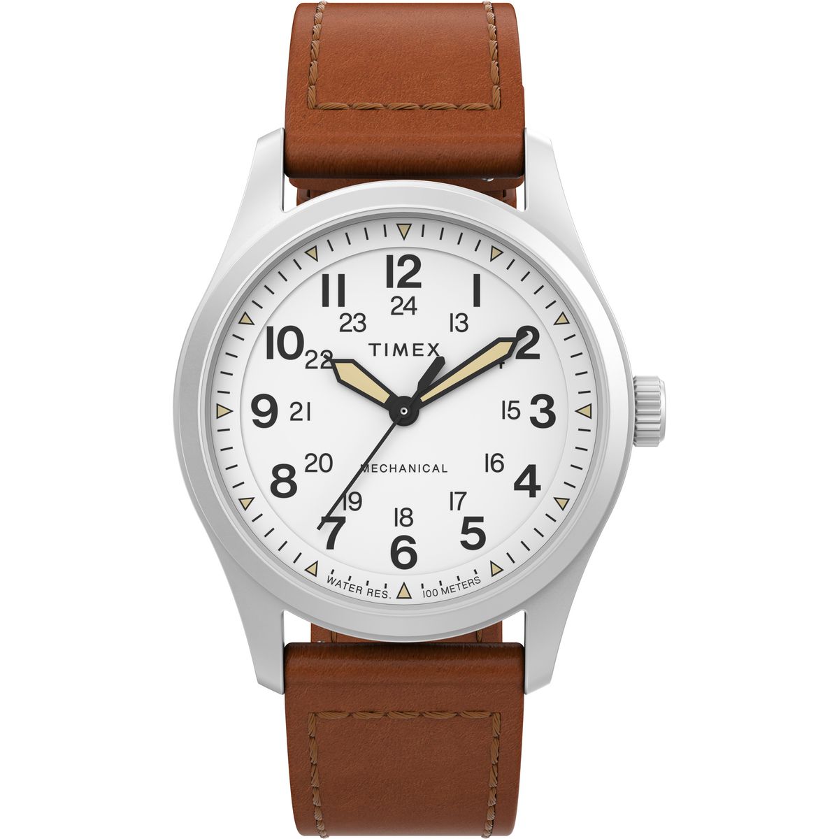 Timex Leather White Round Dial Quartz Mechanical Men Watch TW2V00600X6  At JUST WATCHES