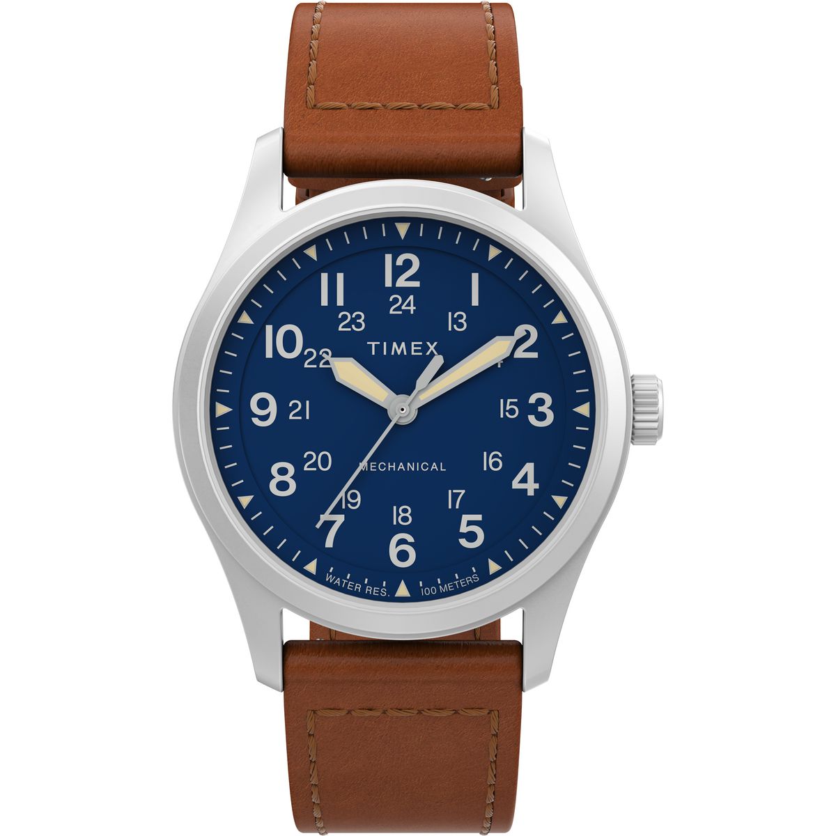 Timex Leather Blue Round Dial Quartz Mechanical Men Watch