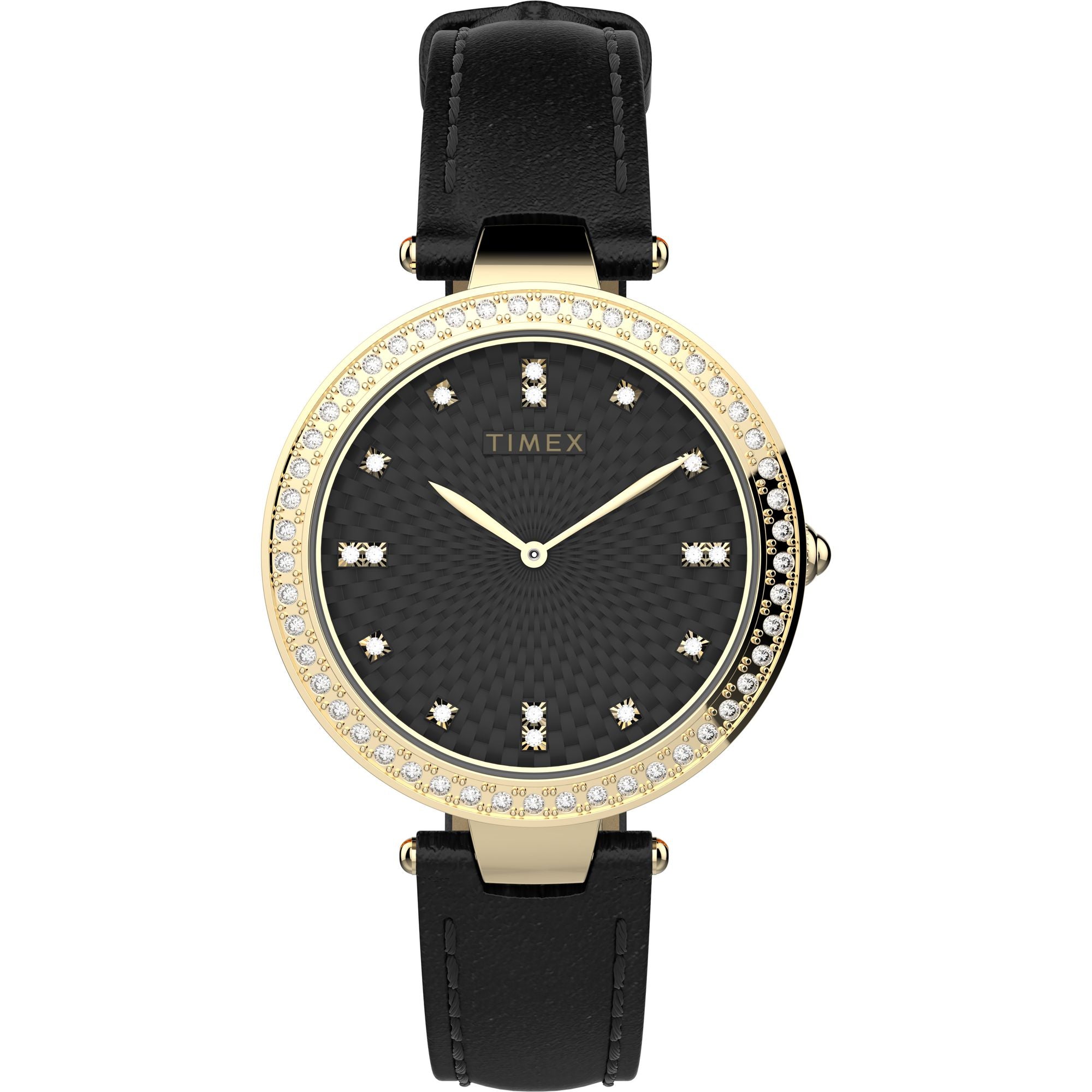 Timex Trend Leather Black Round Dial Quartz Analog Women Watch