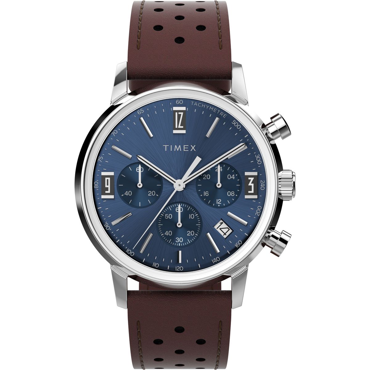 Timex Leather Blue Round Dial Quartz Analog Men Watch TW2W10200UJ At JUST WATCHES