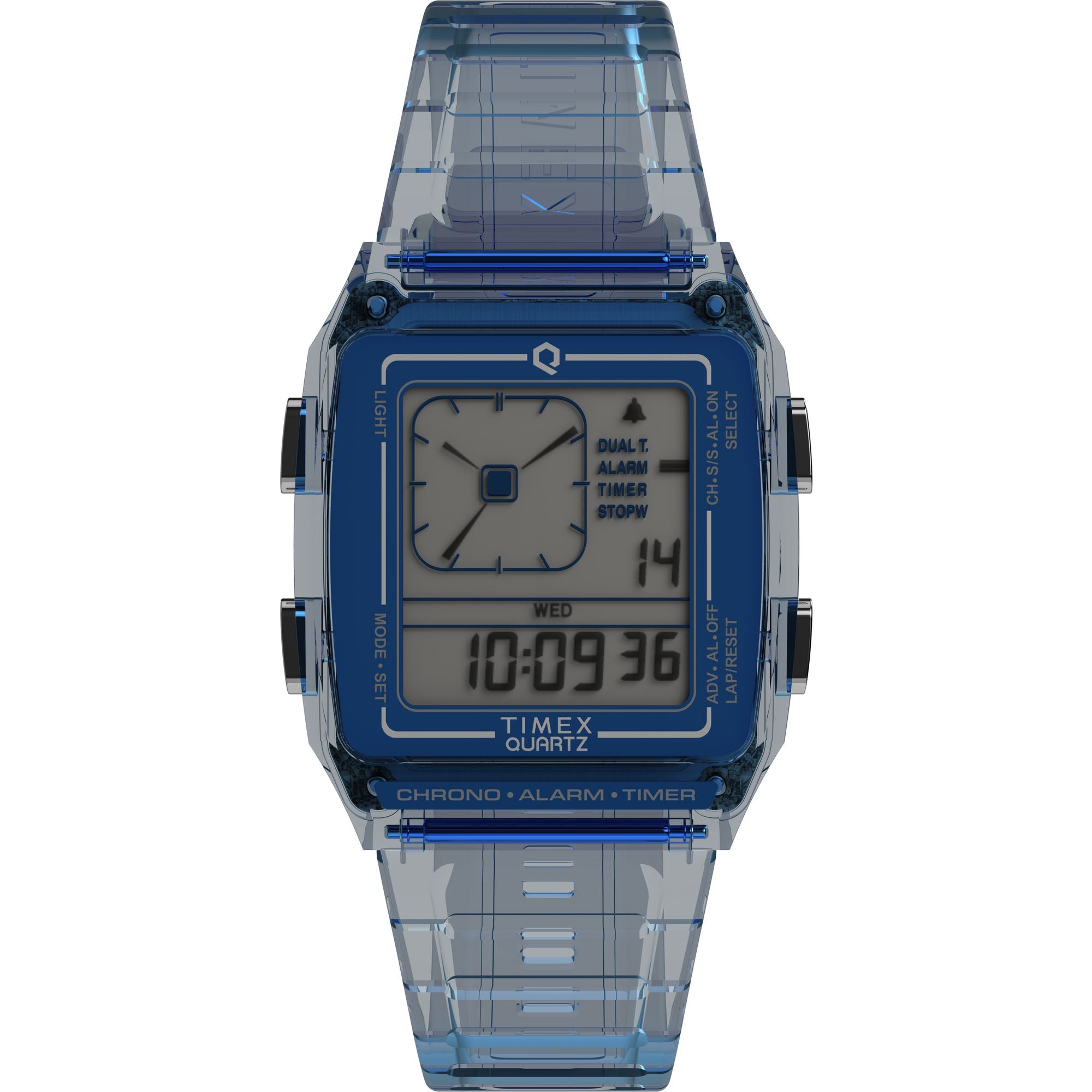 Q Timex Grey Rectangle Dial Quartz Digital Unisex Watch