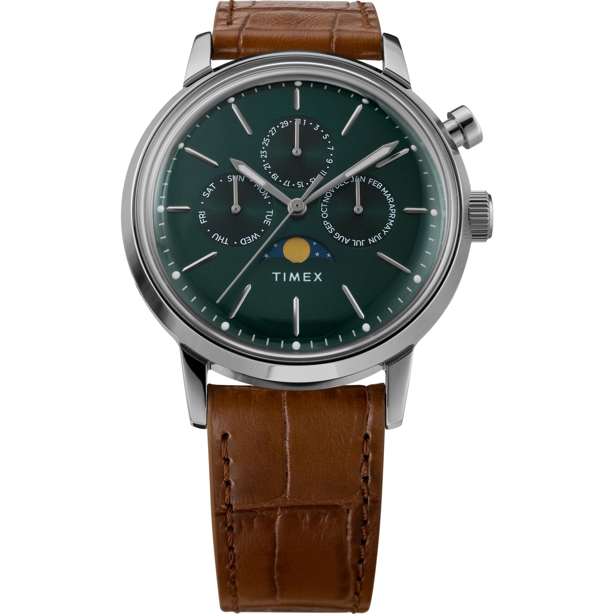Timex Marlin Leather Green Round Dial Quartz Analog Men Watch