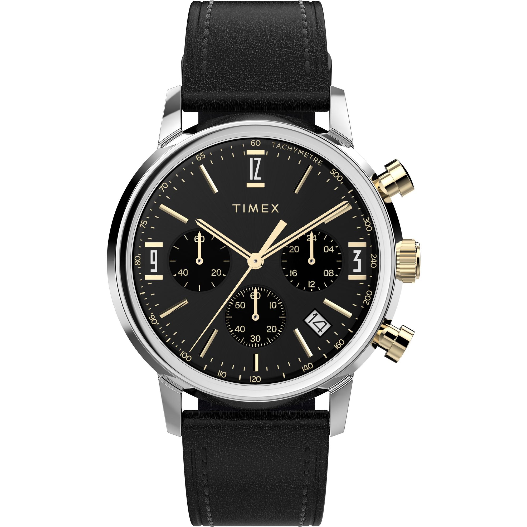 Timex Marlin Leather Black Round Dial Quartz Analog Men Watch TW2W51500UJ  At JUST WATCHES