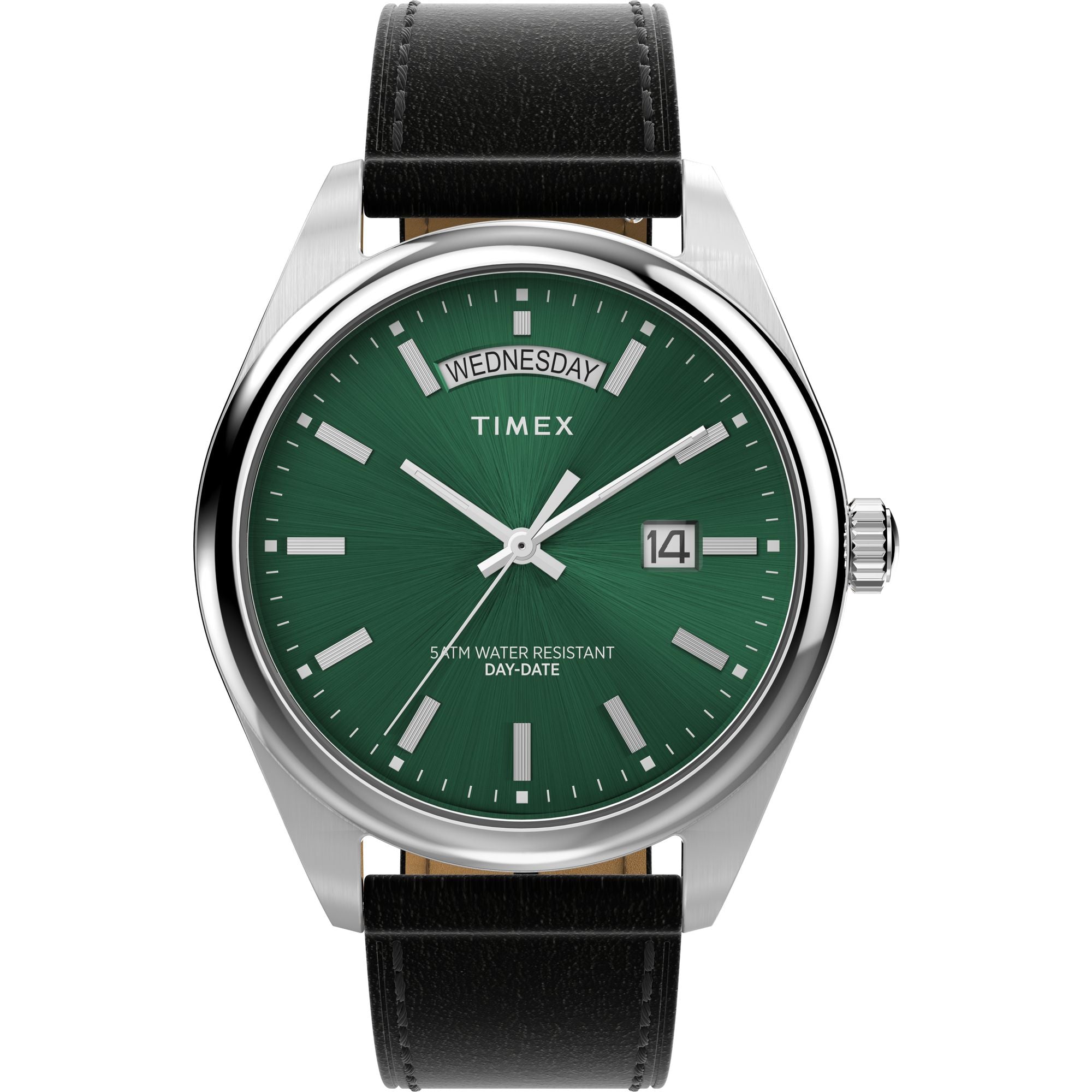 Timex Trend Leather Green Round Dial Quartz Analog Men Watch