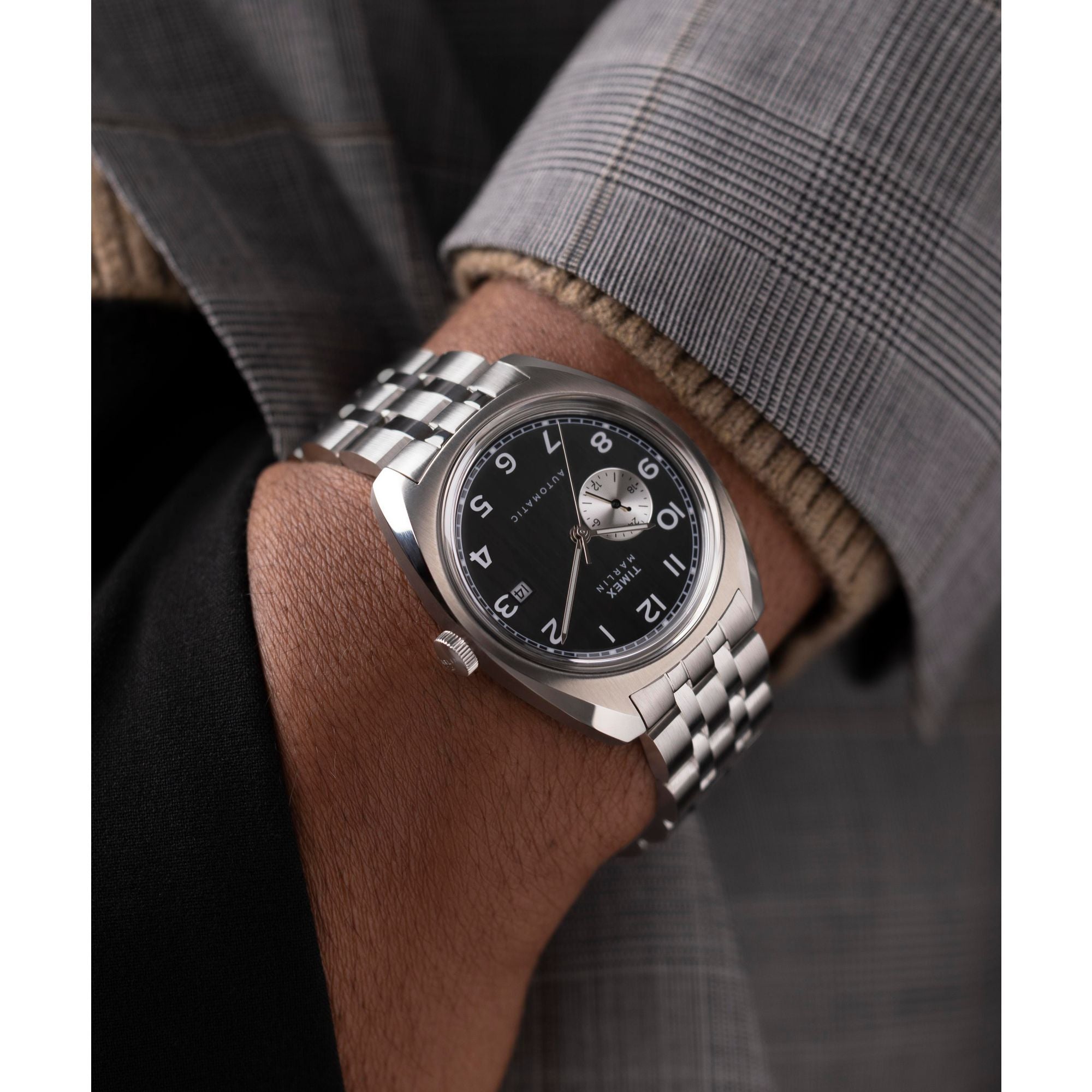 Timex Marlin Black Tonneau Dial Mechanical Automatic Wind Analog Men W TW2W58800UJ At JUST WATCHES