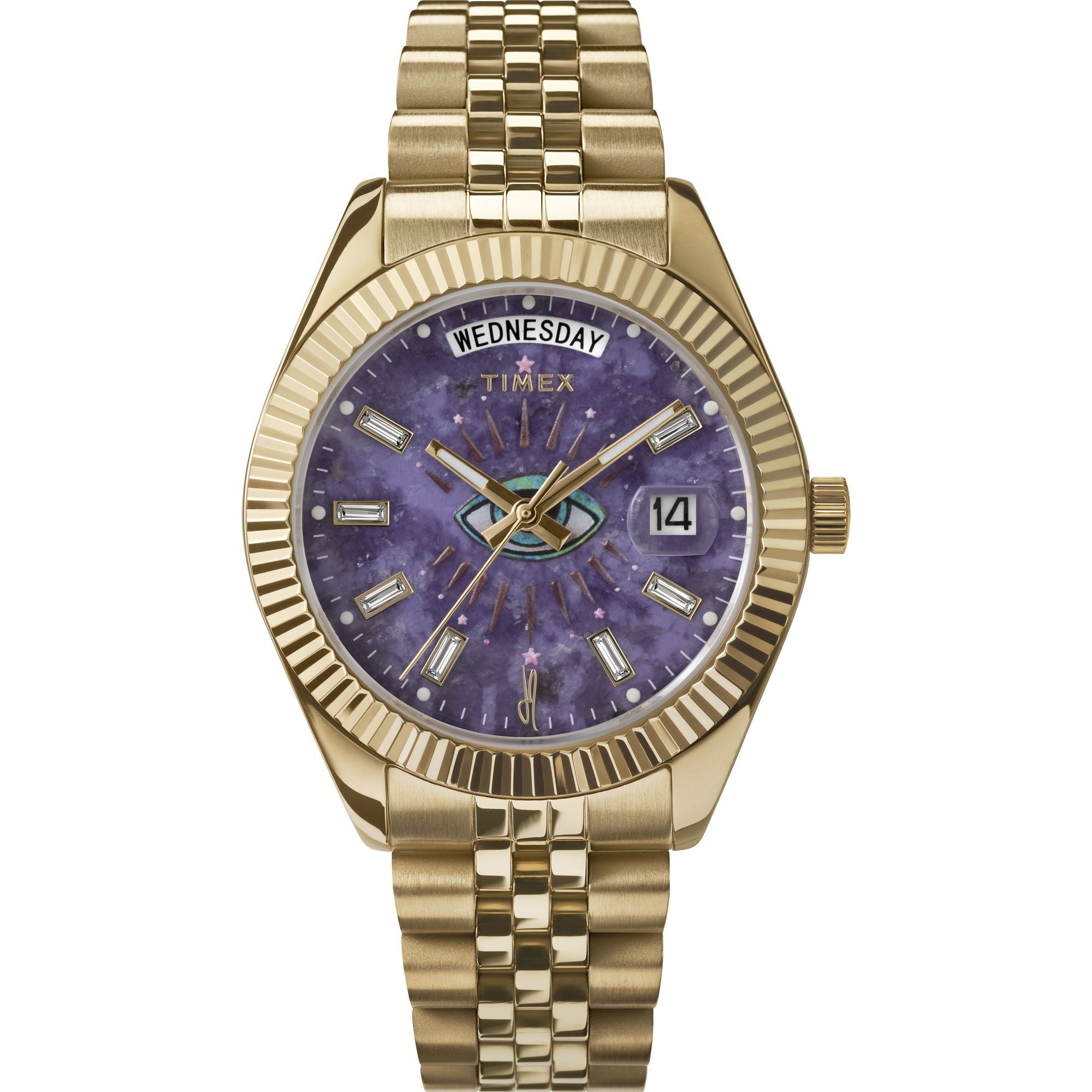 Timex Jacquie Aiche Round 21mm Purple Dial Analog Women Watch - TW2W63300X6 Watch Timex