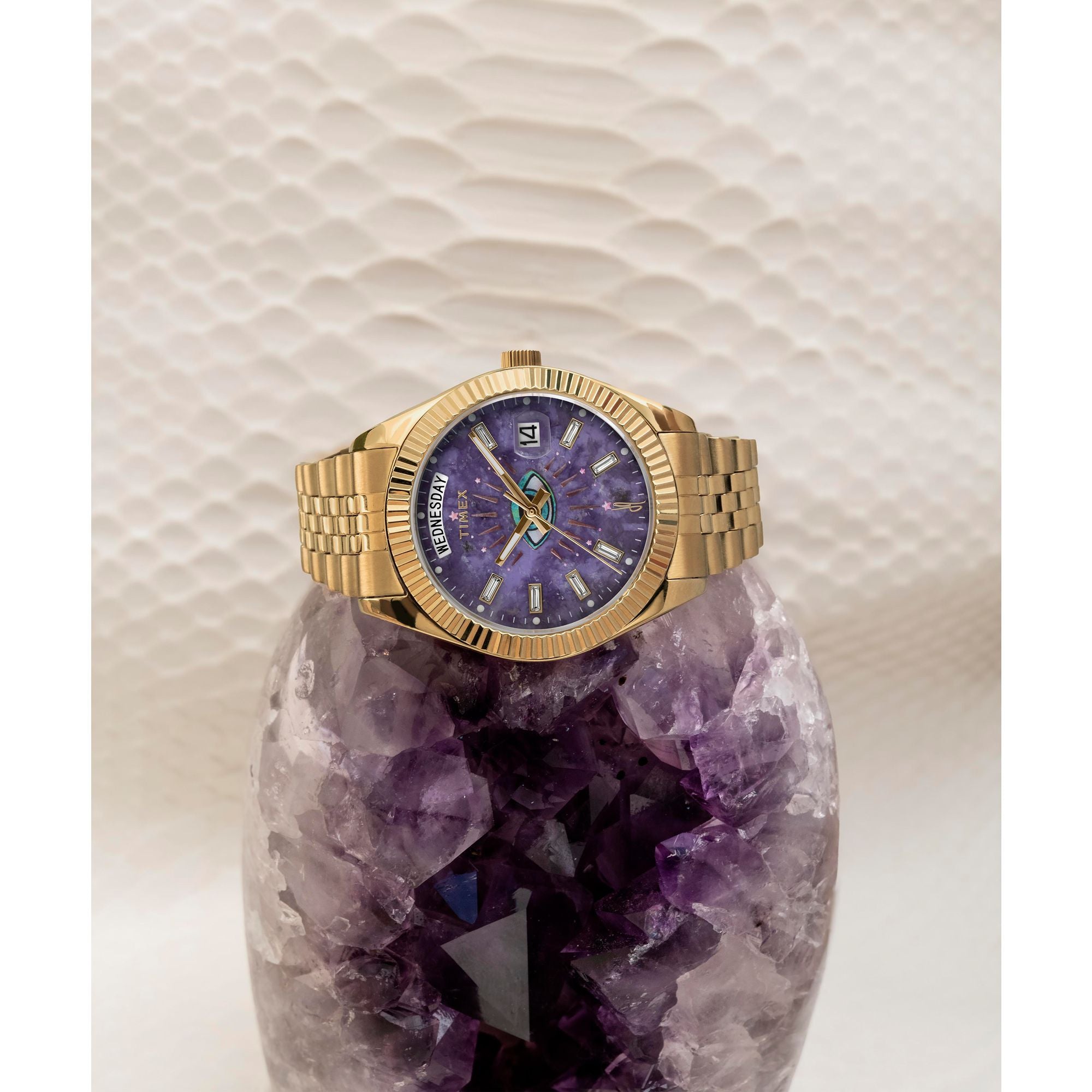 Timex Jacquie Aiche Round 21mm Purple Dial Analog Women Watch - TW2W63300X6