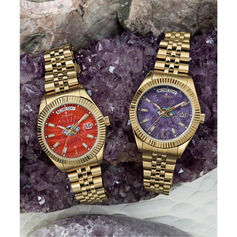 Timex Jacquie Aiche Round 21mm Purple Dial Analog Women Watch - TW2W63300X6 Watch Timex