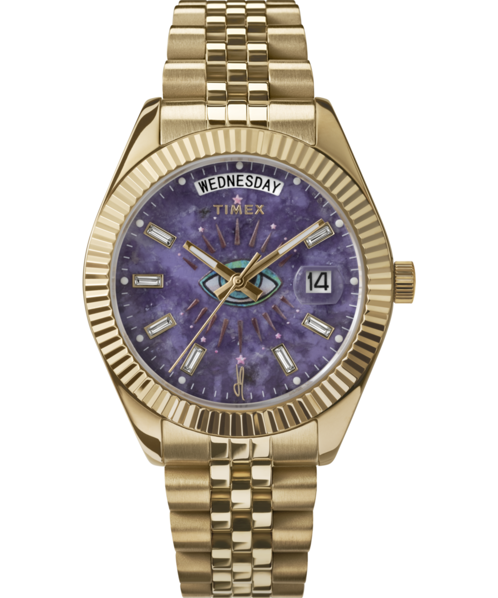 Timex Jacquie Aiche Round 21mm Purple Dial Analog Women Watch - TW2W63300X6