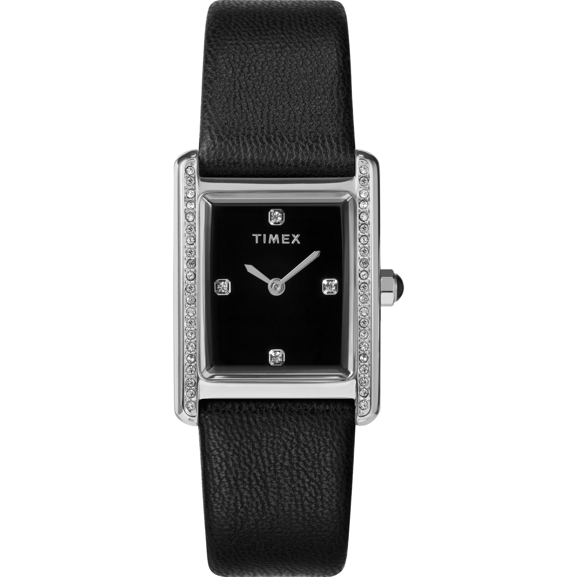 Timex Trend Leather Black Rectangle Dial Quartz Analog Women Watch