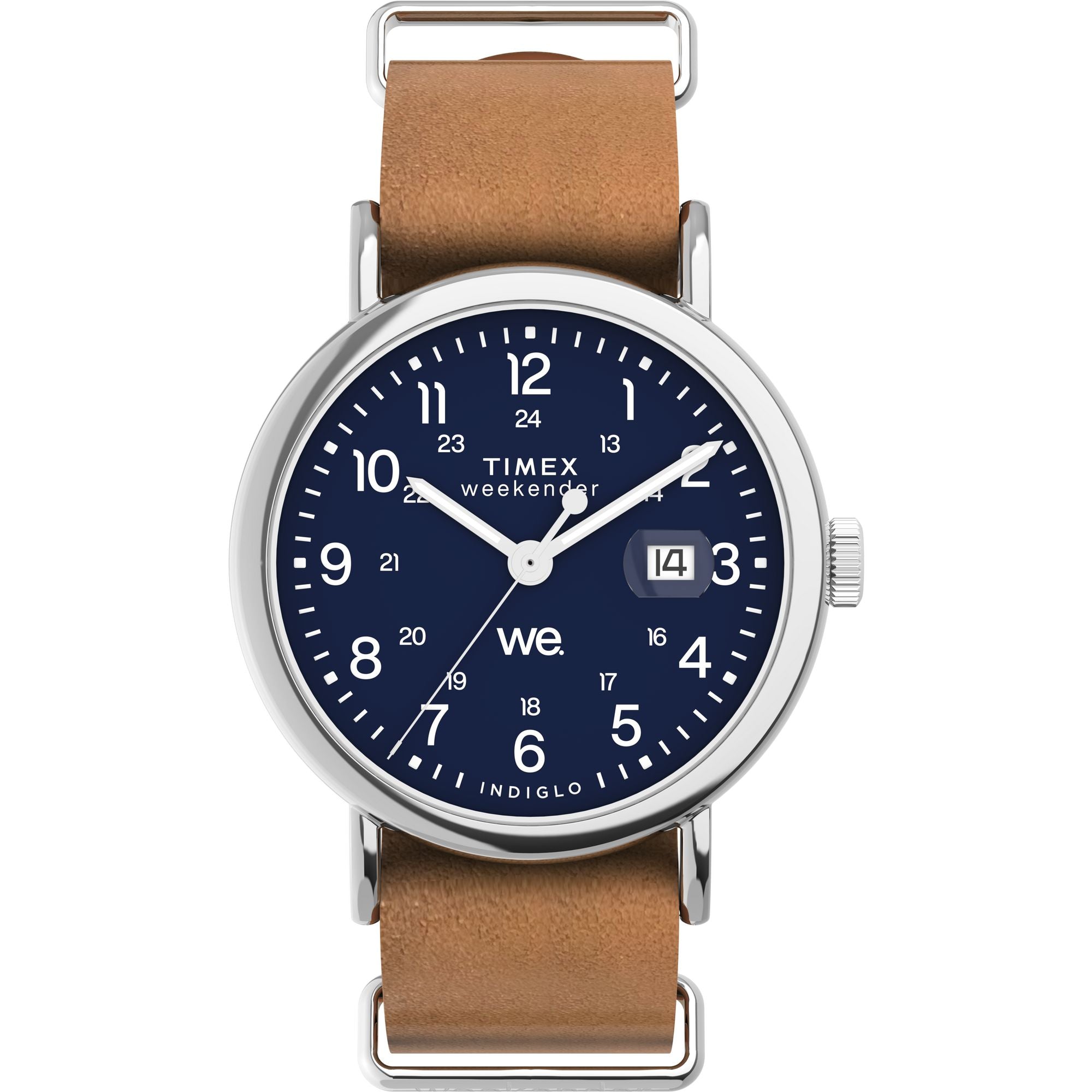 Timex Weekender Leather Blue Round Dial Quartz Analog Men Watch