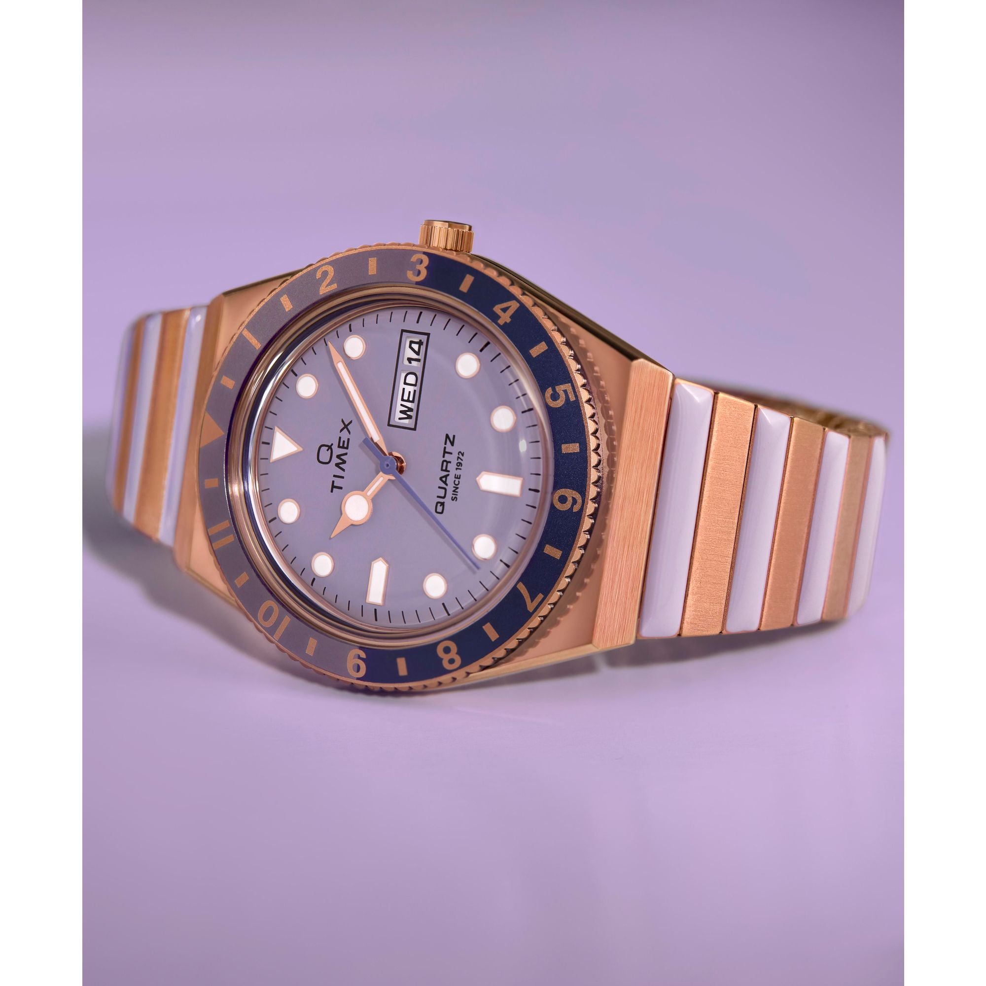 Q Timex Purple Round Dial Quartz Analog Women Watch