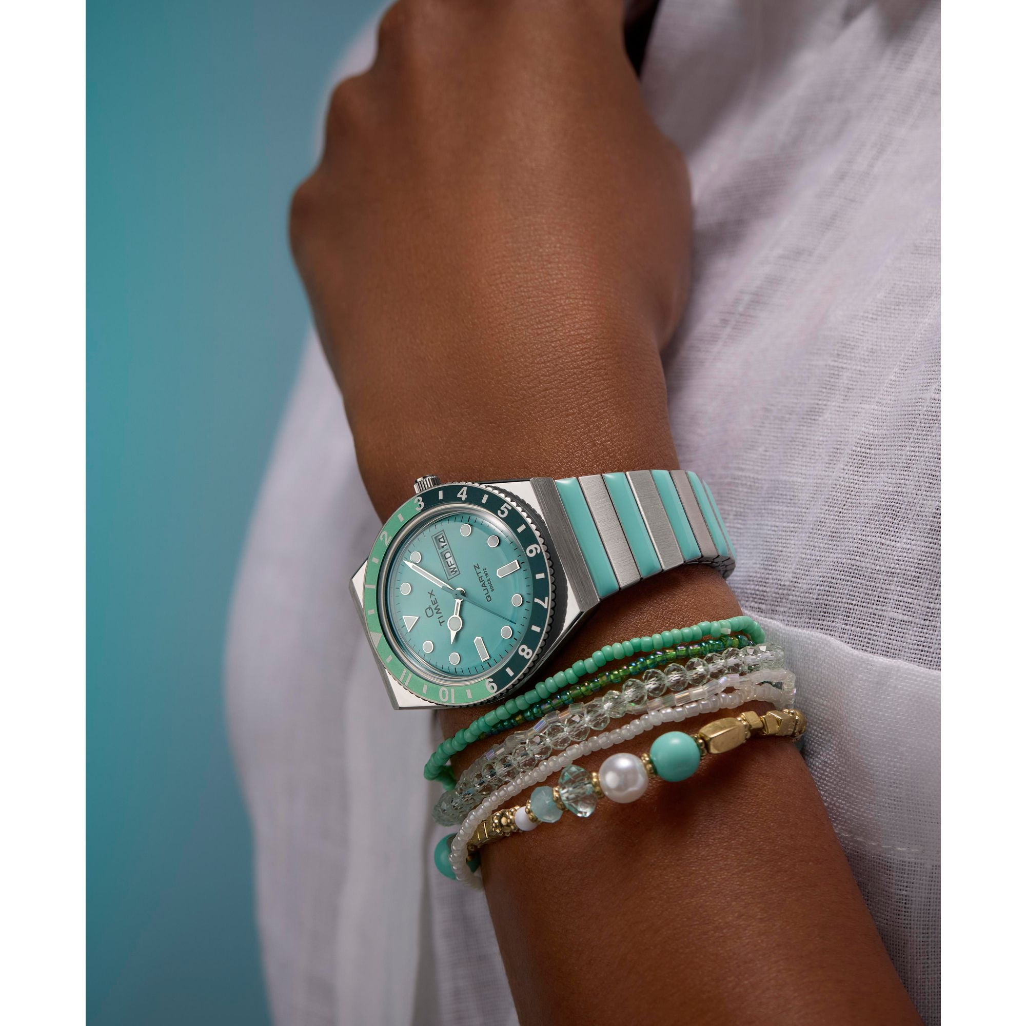 Q Timex Purple Round Dial Quartz Analog Women Watch