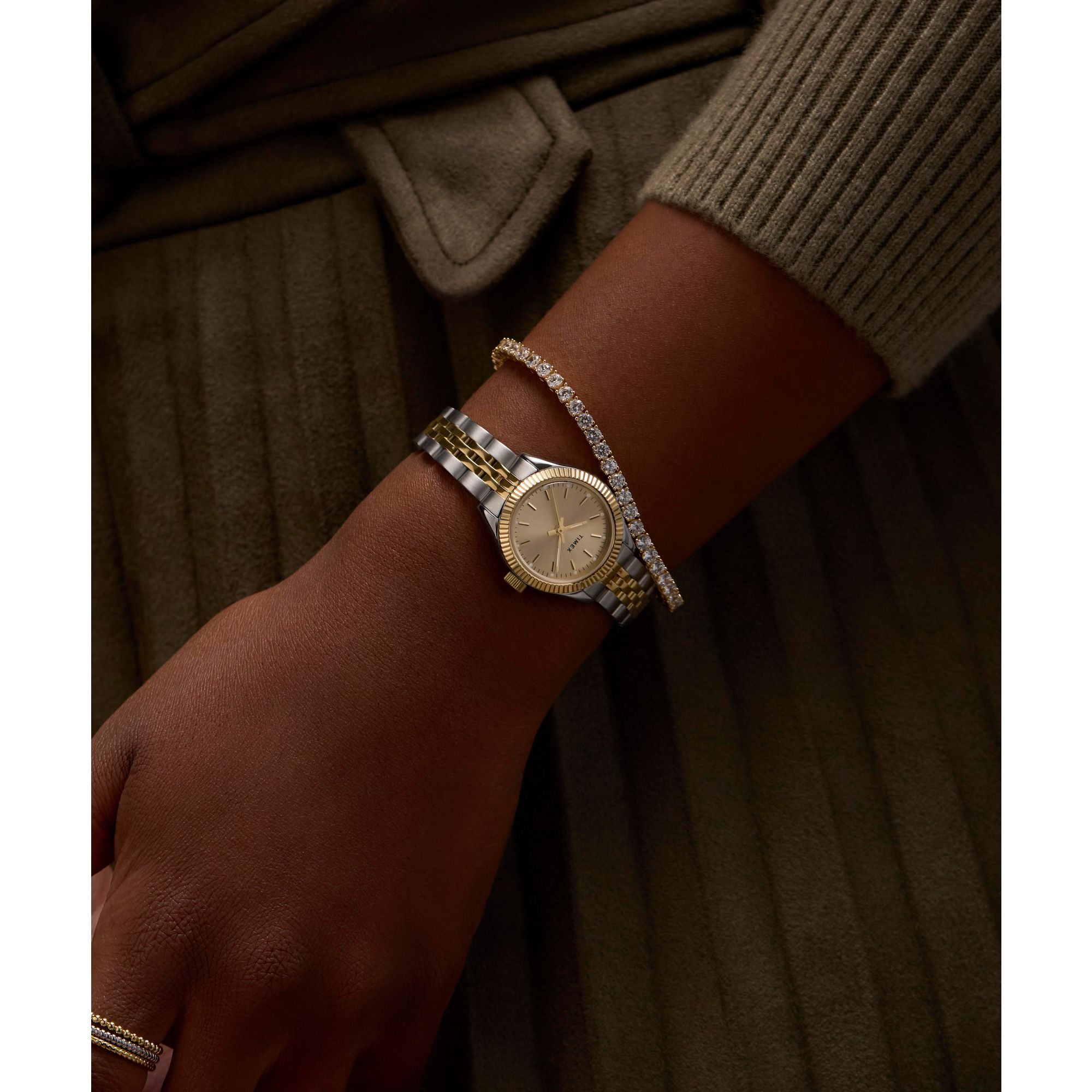 Timex Legacy Round 21mm Gold Dial Analog Women Watch - TW2W90900UJ