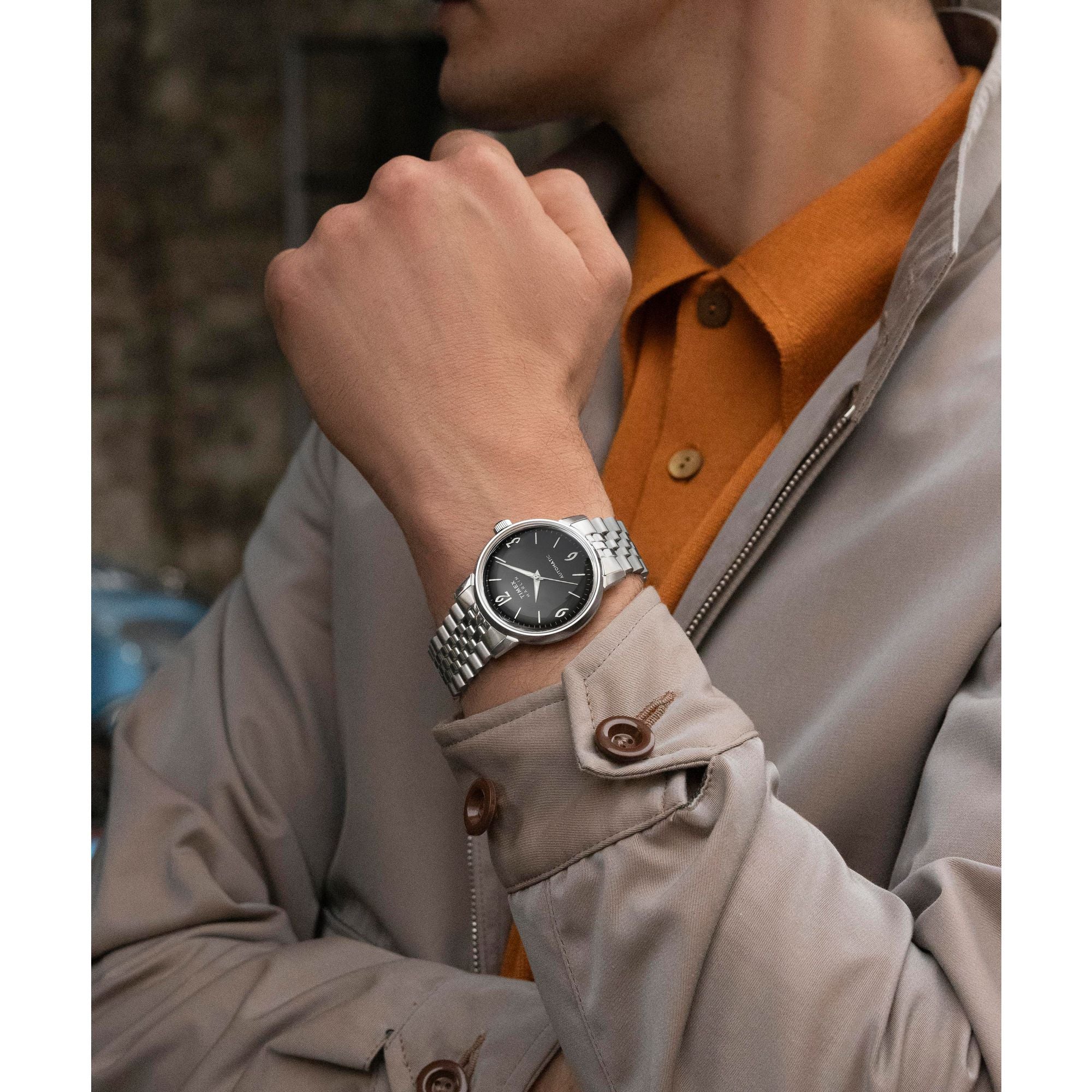 Timex Marlin Black Round Dial Mechanical Automatic Men Watch