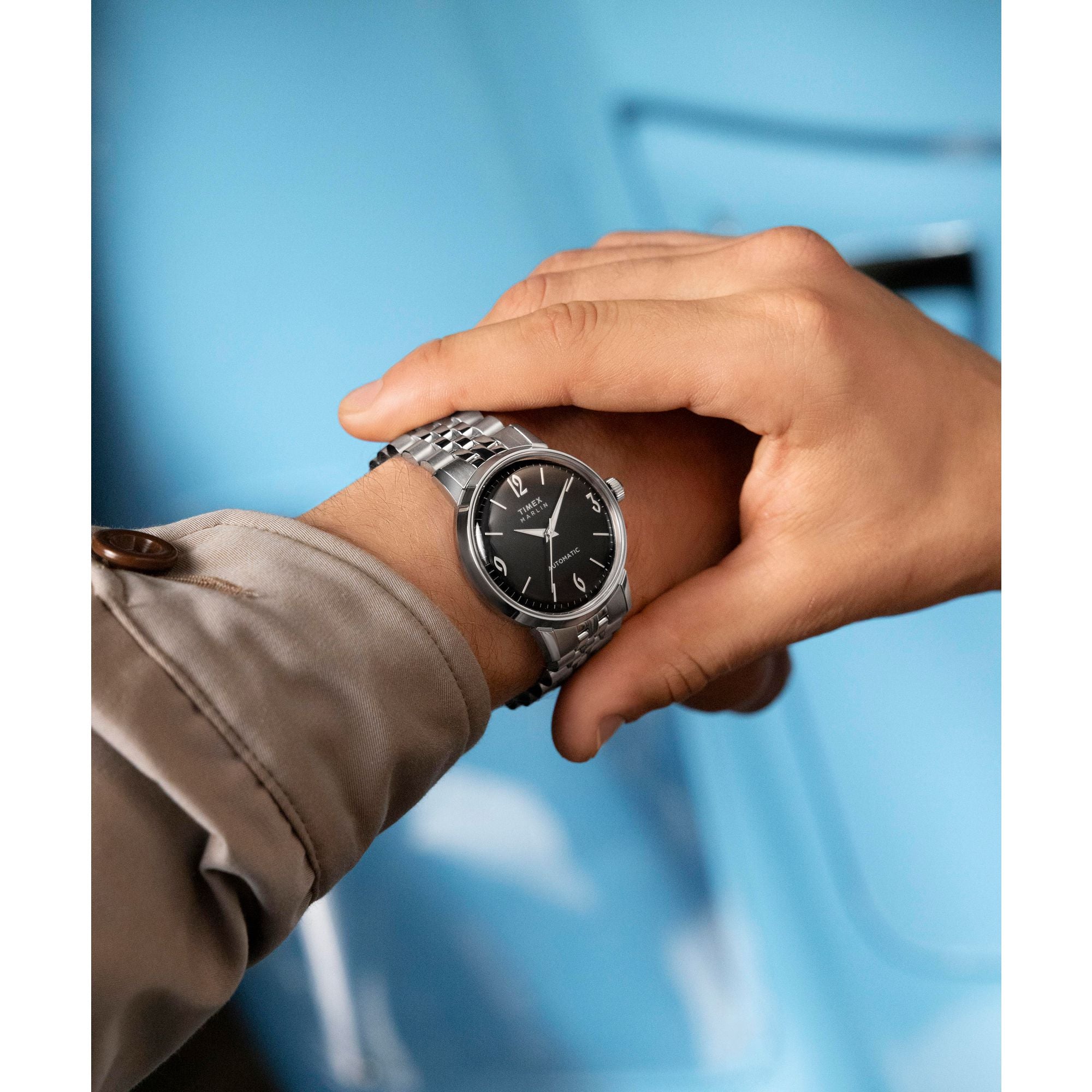 Timex Marlin Black Round Dial Mechanical Automatic Men Watch