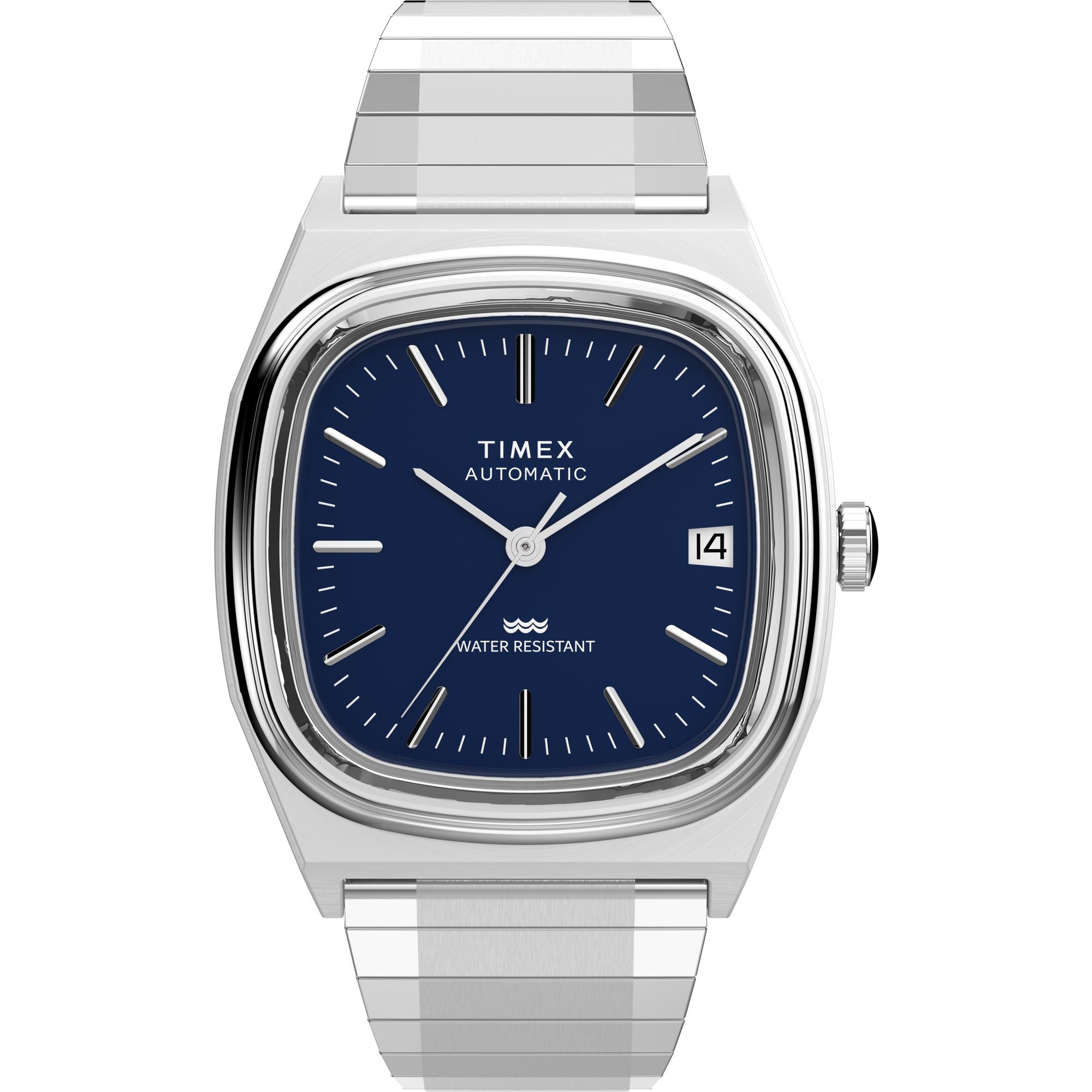 Q Timex Blue Rectangle Dial Mechanical Automatic Mechanical Men Watch  TW2Y07400UJ At JUST WATCHES