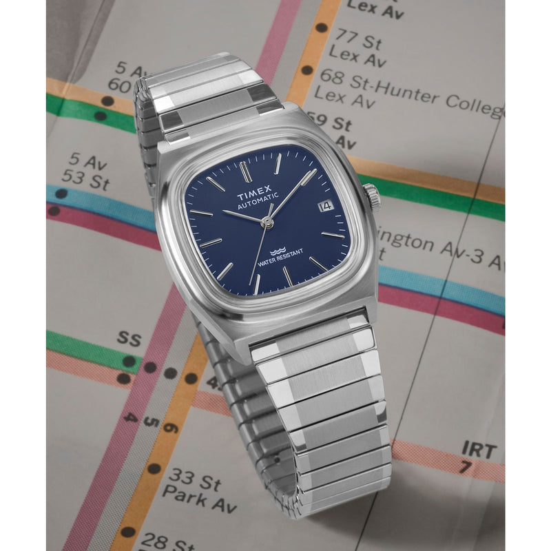 Timex Q Rectangle 21mm Blue Dial Mechanical Automatic Men Watch - TW2Y07400UJ Watch Timex