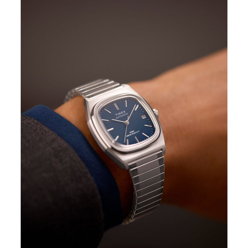Timex Q Rectangle 21mm Blue Dial Mechanical Automatic Men Watch - TW2Y07400UJ Watch Timex