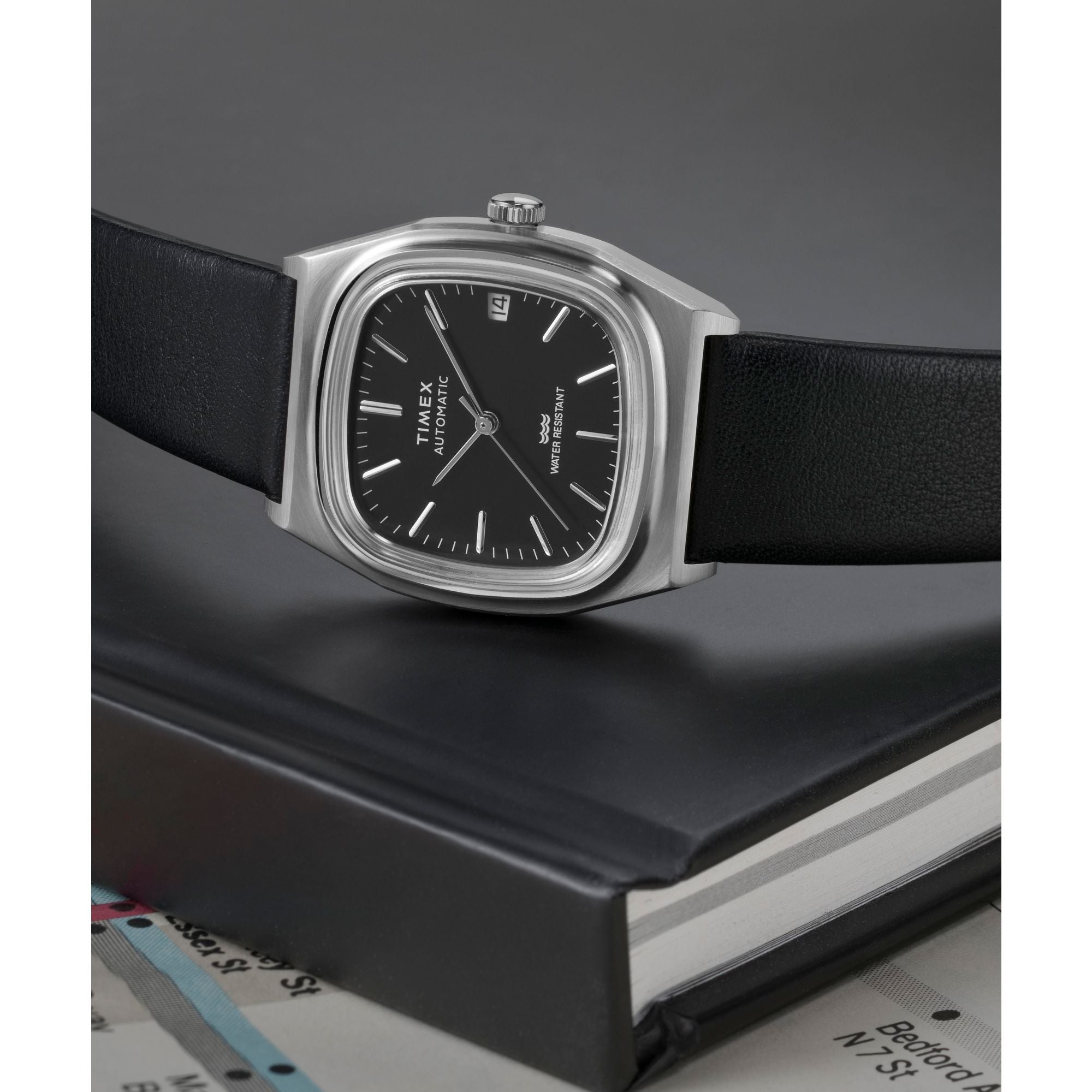Timex Q Rectangle 21mm Black Dial Mechanical Automatic Men Watch - TW2Y07500UJ Watch Timex